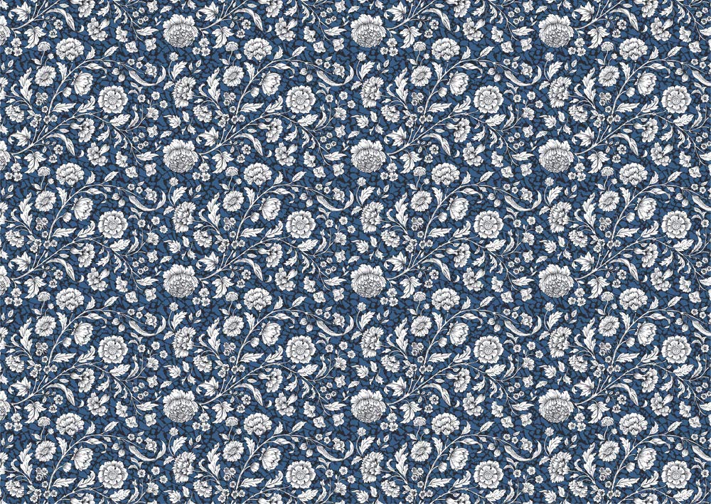 CARTA RESTAURO FIORATA BLU - formato 50x70 - confezione da 10 fogli.