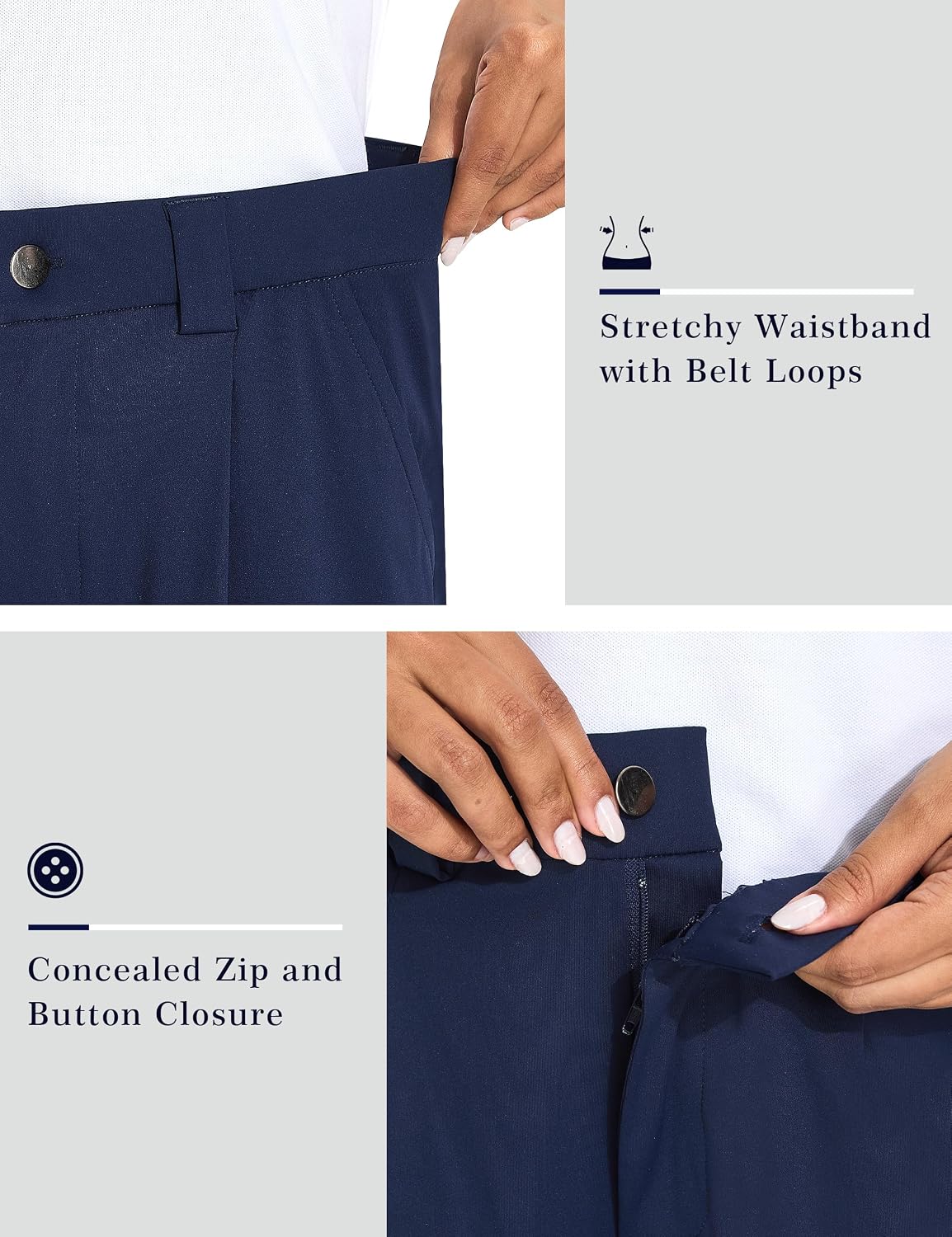 KPSUN Womens 5" Golf Dressy Shorts Stretchy Lightweight Short with Pockets Button Closure for Casual Summer Work