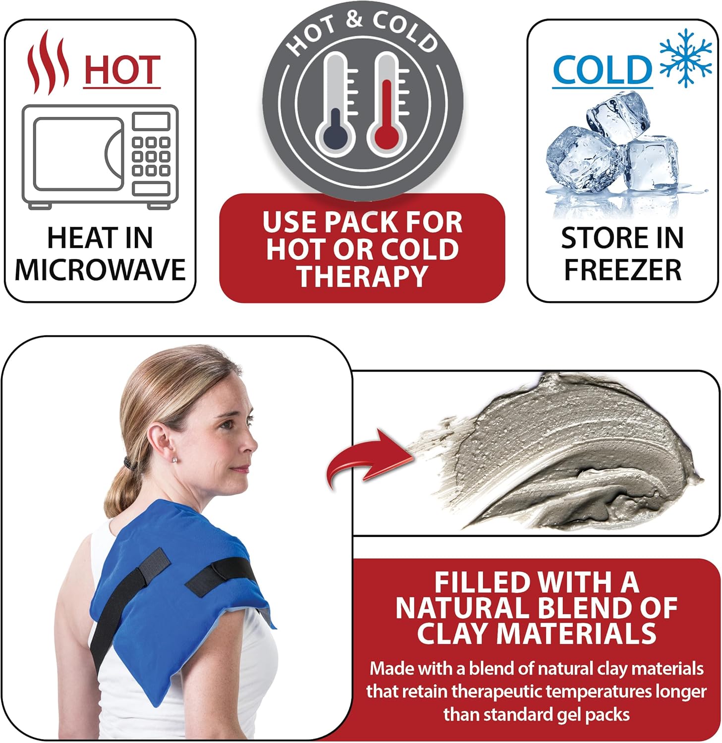 Core Products Dual Comfort CorPak - Reusable hot/Cold Pack for Knee, Back, Shoulder, or Ankle Pain; Use hot or Cold; Made in USA - Size: 10" x 13"