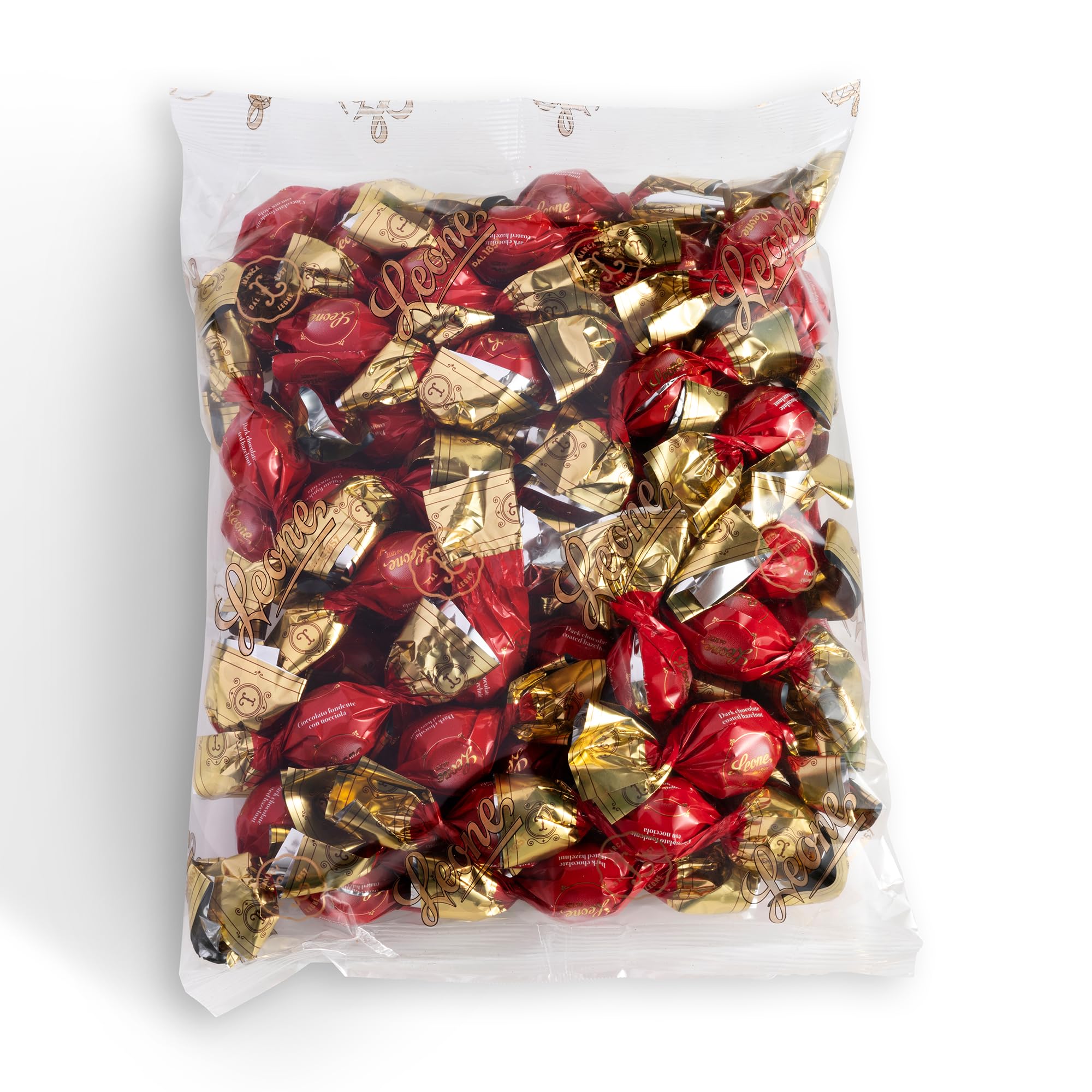 Leone dal 1857 - Nocciola Intera Ricoperta di Cioccolato Fondente - Senza Glutine - Sacchetto Ricarica - 500 gr