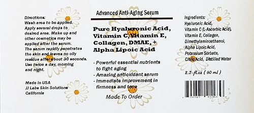 Miniatura 2 de Suero antienvejecimiento avanzado con ácido hialurónico puro, vitamina C, vitamina E, colágeno, dma y ácido alfa lipoico 2.3 onzas