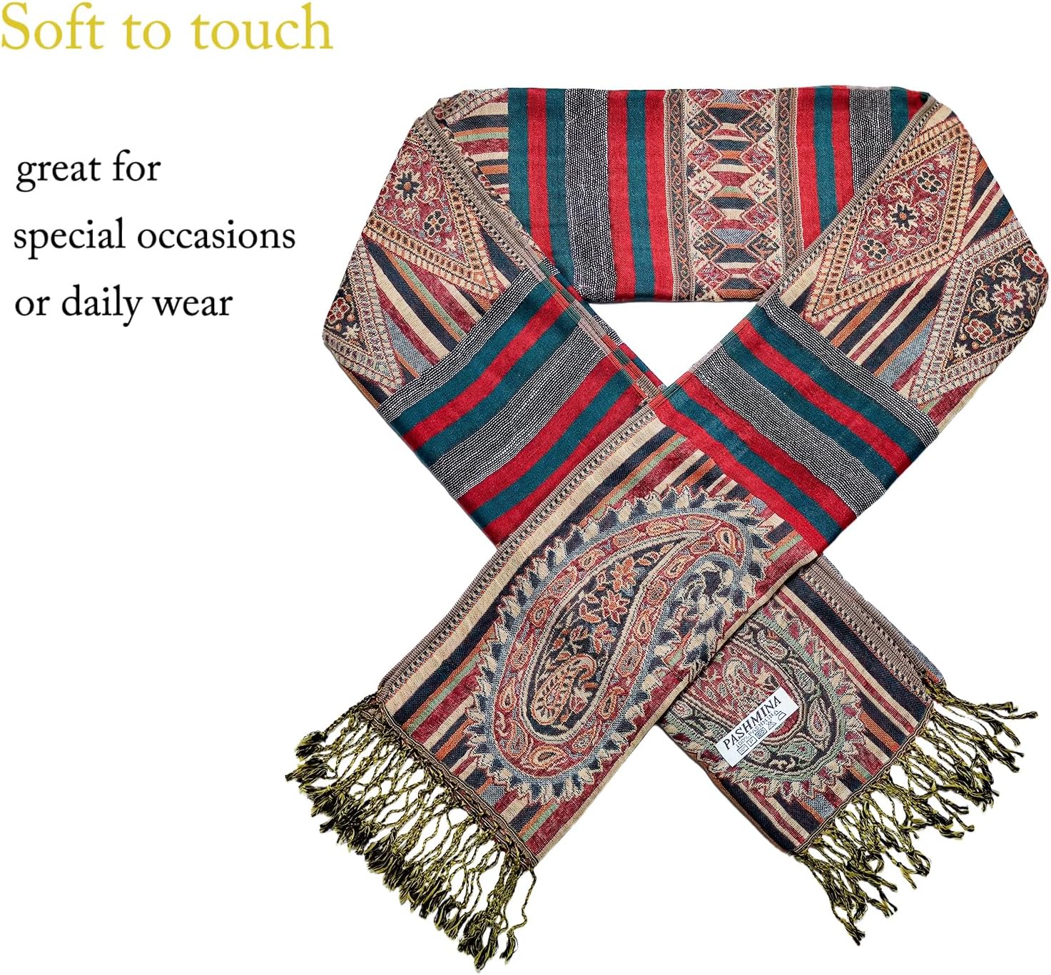 Paisley Pashmina Shawl Wraps for Women Evening Dresses Elegant Soft Rave Scarf Festival Lightweight Scarves Shawls - Image 3