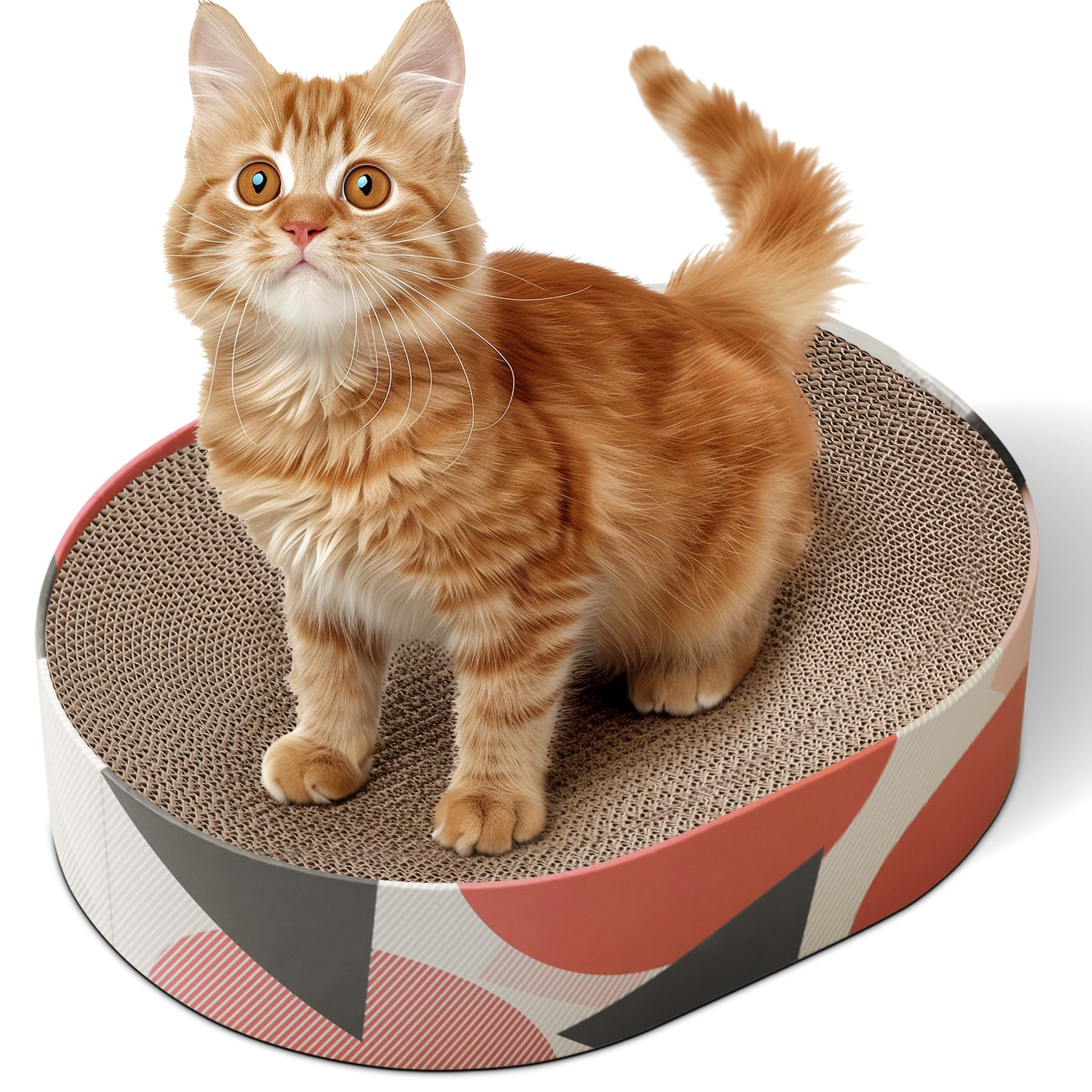 ComSaf Cat Scratcher Cardboard, Oval Shape Corrugated Scratch Pad, Cat Scratcher Lounge Bed for Furniture Protection, Cat Training Toy - Multi-Colored (B08L39D87D) Amazon Price History, Amazon Price Tracker