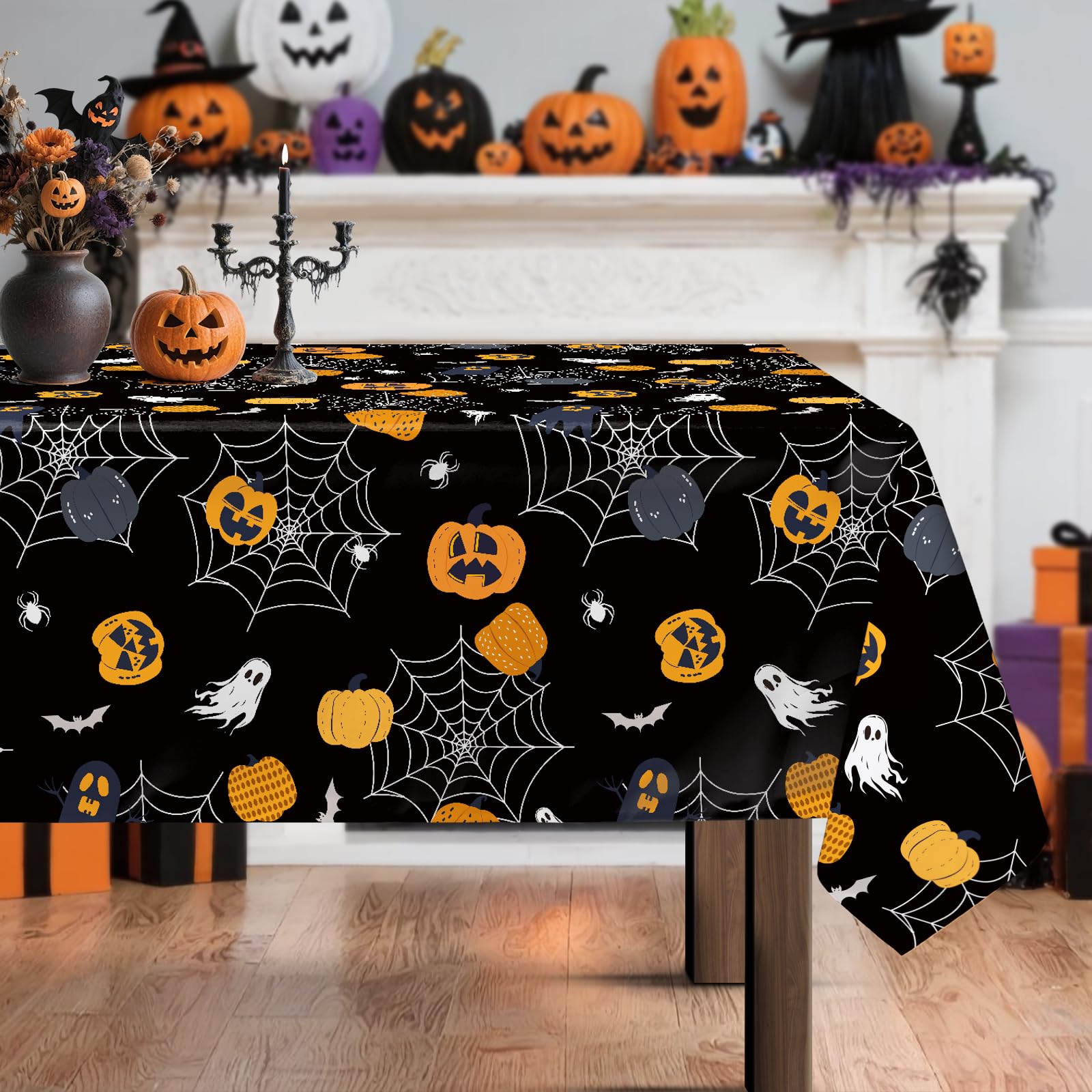 Hixingo 3D Halloween Tovaglia Rettangolare Impermeabile, Stampa Tovaglie Antipolvere Antimacchia, Copritavolo Lavabile per Cucina Soggiorno Giardino Feste (60x60cm,Fantasma Viola