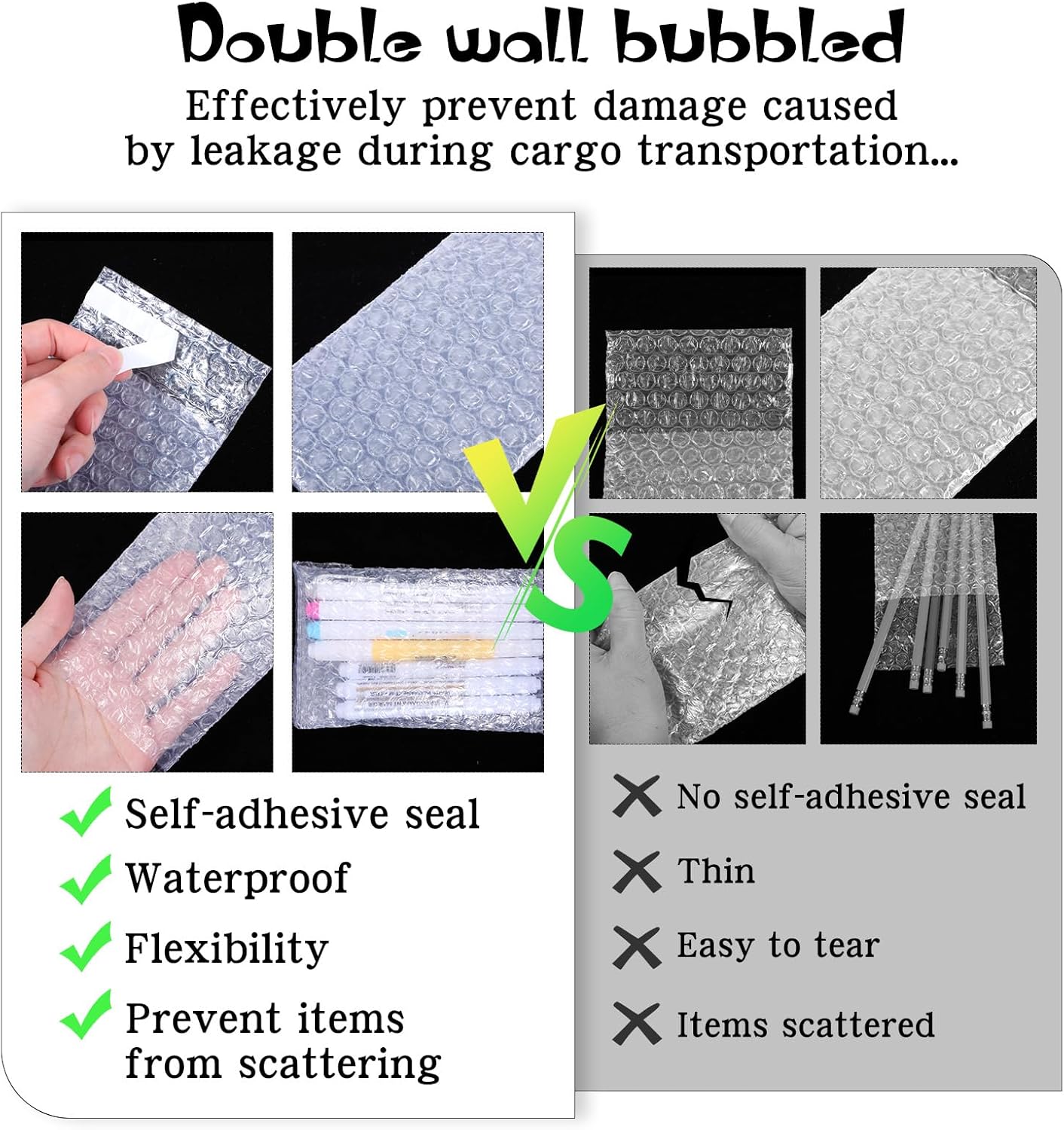 300Pcs Bubble Wrap Bags 4 x 6 Inch Clear Bubble Out Bags Self Sealing Bubble Wrap Pouches Double Wall Bubble Pouch Bag for Moving and Storage