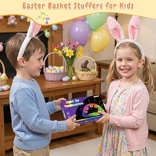 Miniatura 5 de Aywewii Pandereta LED – Juguetes sensoriales iluminados para niños con autismo y necesidades especiales, instrumento musical para niños pequeños