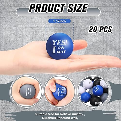 Miniatura 10 de Zomiboo 20 bolas motivacionales para el estrés, cita a granel, bolas de espuma inspiradoras divertidas para aliviar el estrés, regalo de apreciación