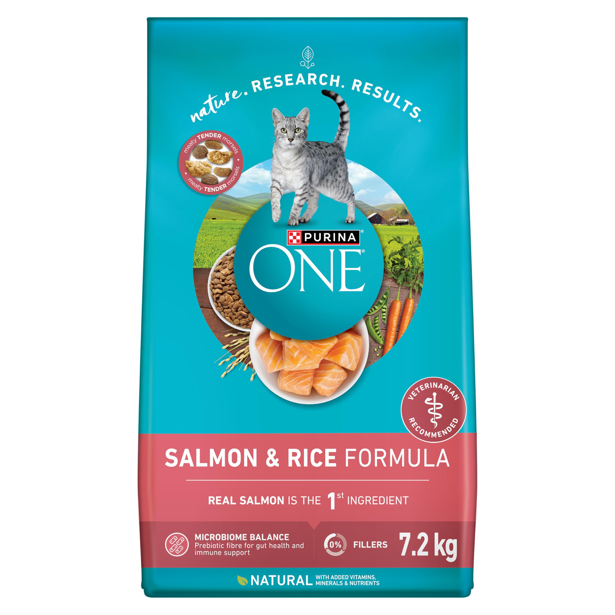 Purina ONE Dry Cat Food, Salmon & Rice Formula - 7.2 kg Bag image 6