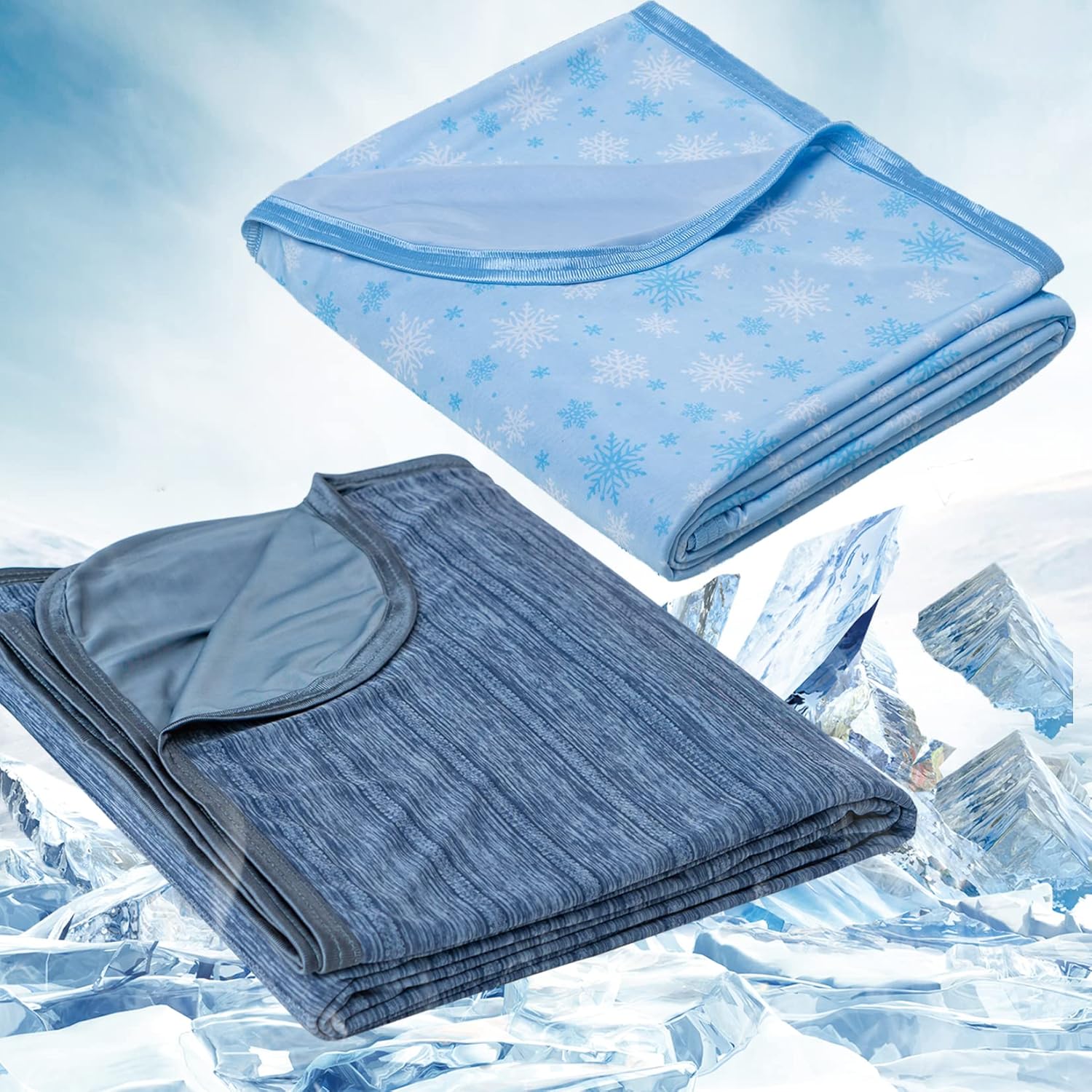 OIGAE 2 Throw Size Blue Cooling Blanket with Double Sided