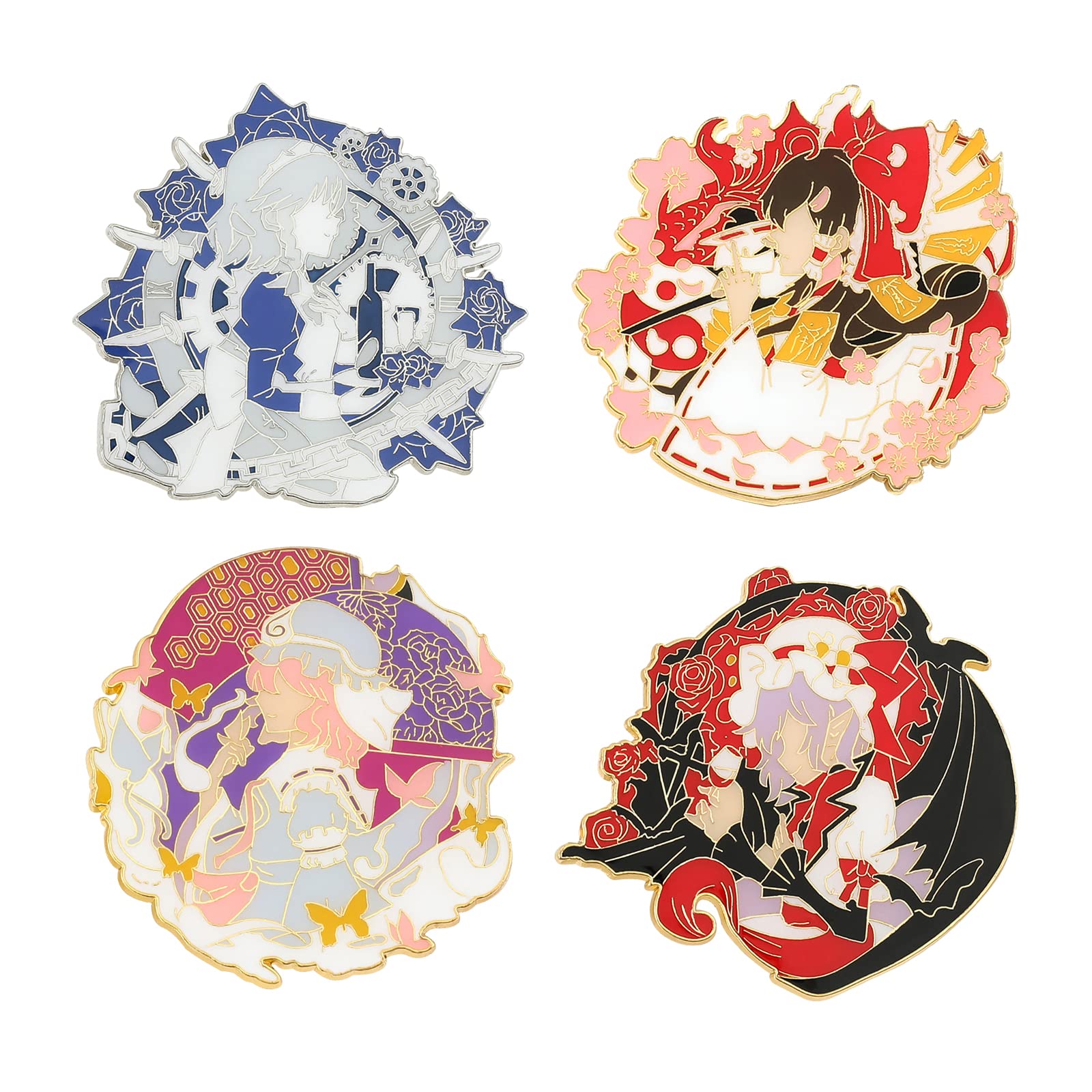 Touhou Project Enamel Pins, Beautiful Anime Izayoi Sakuya Cosplay Brooches Badges, Game Series Lapel Pin Jewelry Gifts, Metal, no gemstone