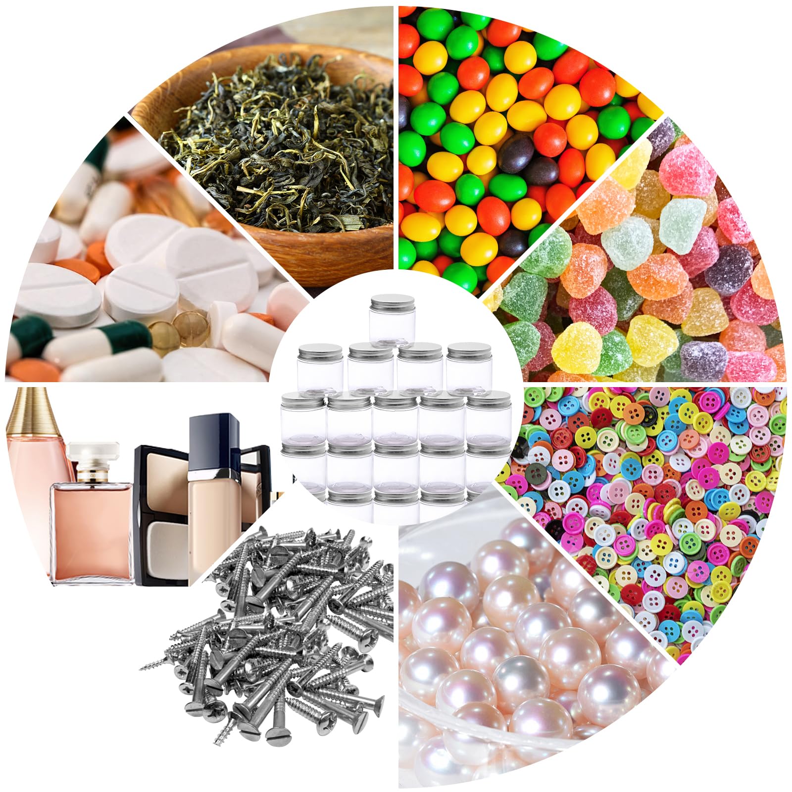 20 Pièces Pots Cosmétiques en Plastique, 60 ml Pots de Crème à Remplir avec Couvercle et étiquettes, Contenants Cosmétiques Vides pour échantillons, Cosmétiques, Nail Art