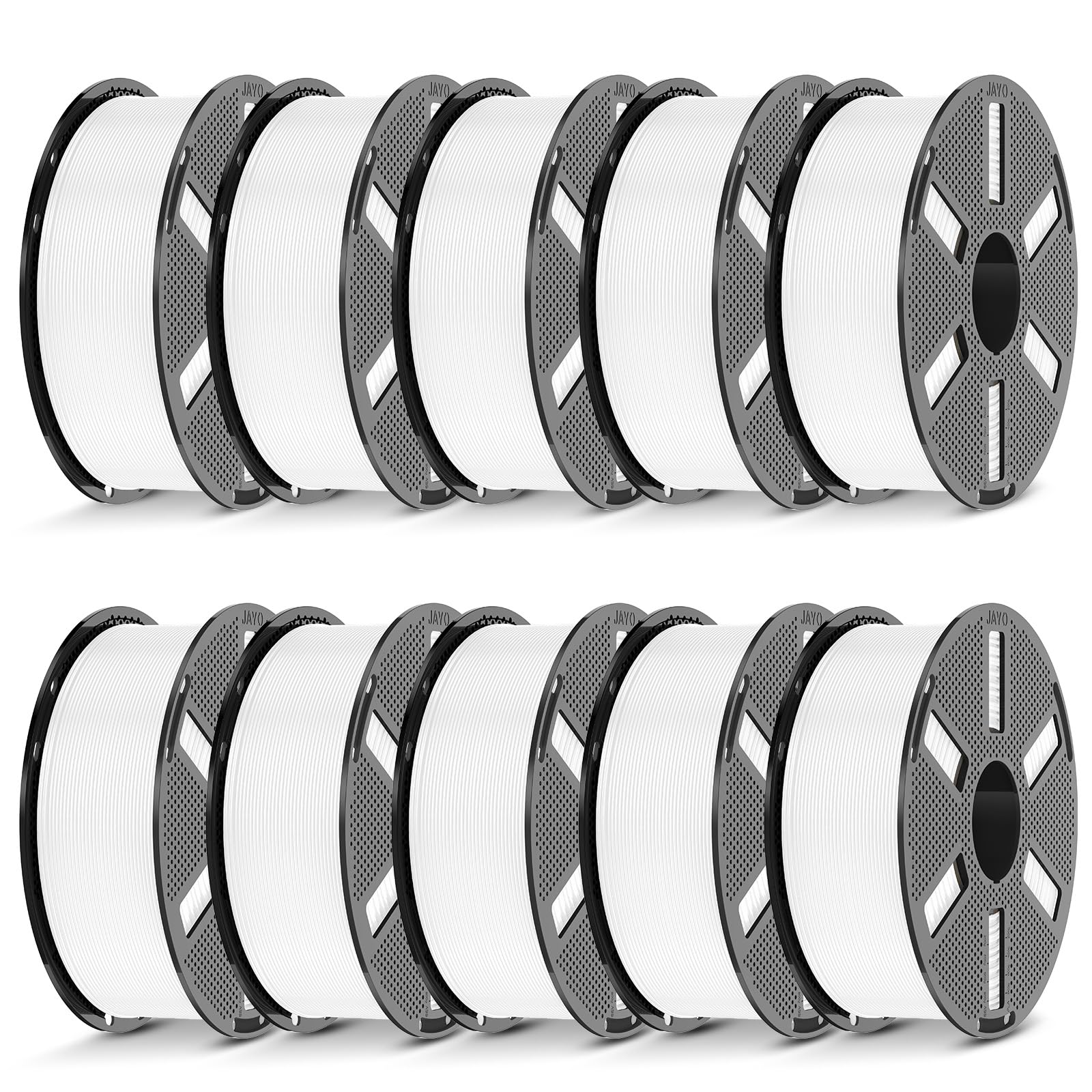 JAYO White PLA Plus (PLA+) Filament 1.75mm Bundle, 11kg Reusable Spools