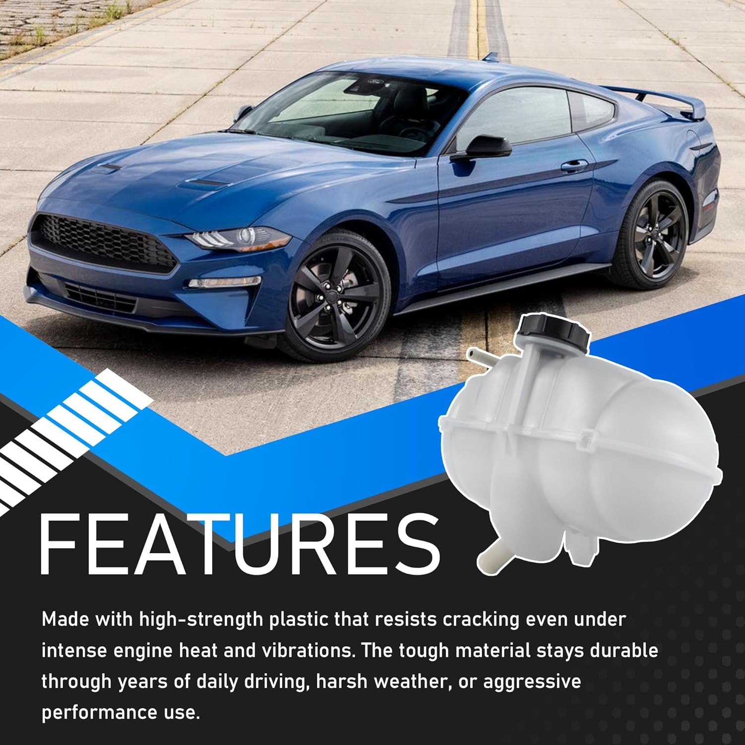 Engine Radiator Coolant Reservoir Expansion Tank Overflow Bottle W/Cap Compatible with 2015-2023 Ford Mustang Replaces 603-285 603285 DG9Z8100A FR3Z8A080A