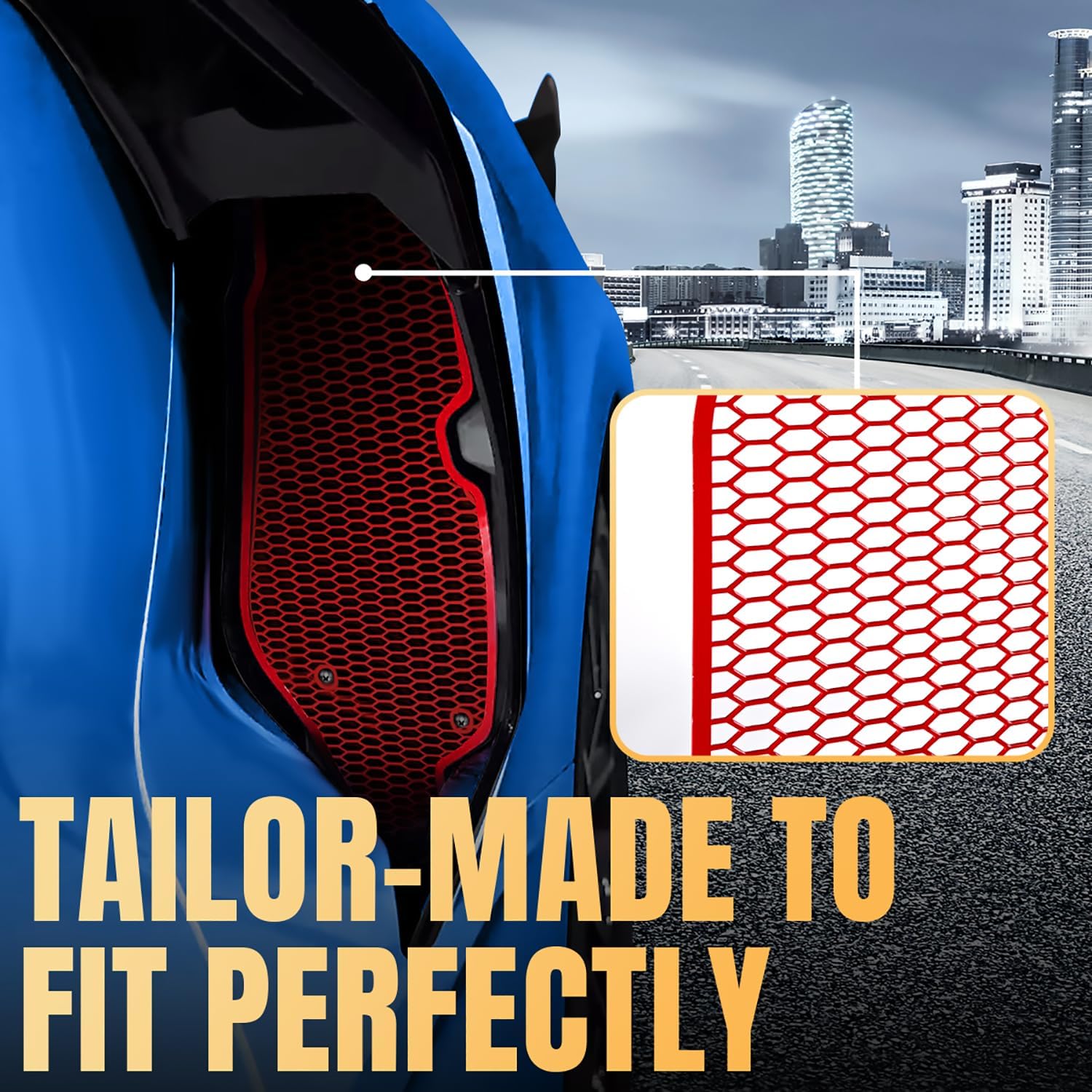 2Pcs Red Upgraded Side Intake Mesh Grilles Insert,OEM Style Aluminum Driver and Right Passenger Side Radiator Air Intake Vent Guards Accessories for Corvette C8 Stingray 2020-2024