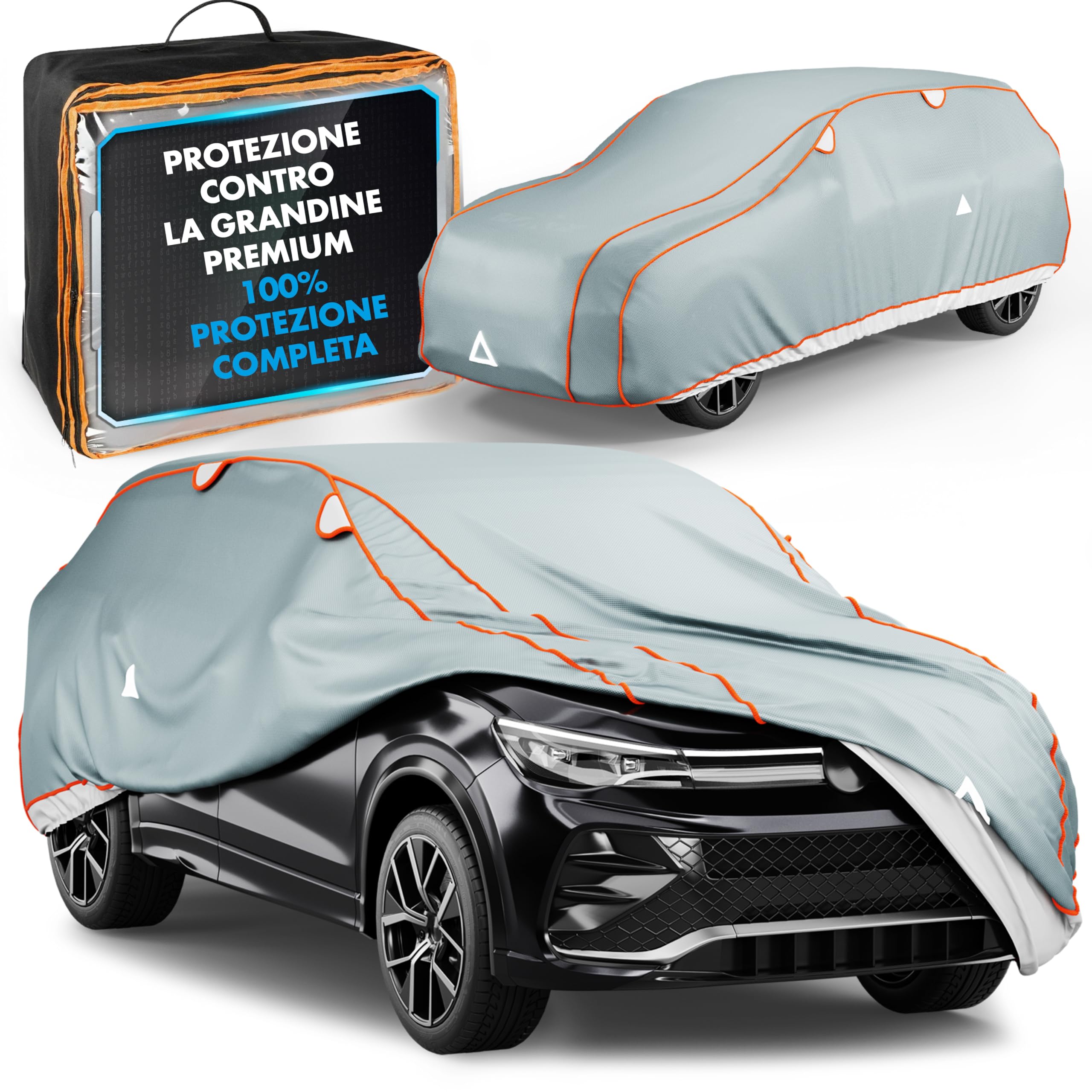 WALSER telo antigrandine per auto, telo antigrandine per furgone, certificato dal TÜV Austria* copertura antigrandine furgone Perma Protect Complete Misura 6 grigio