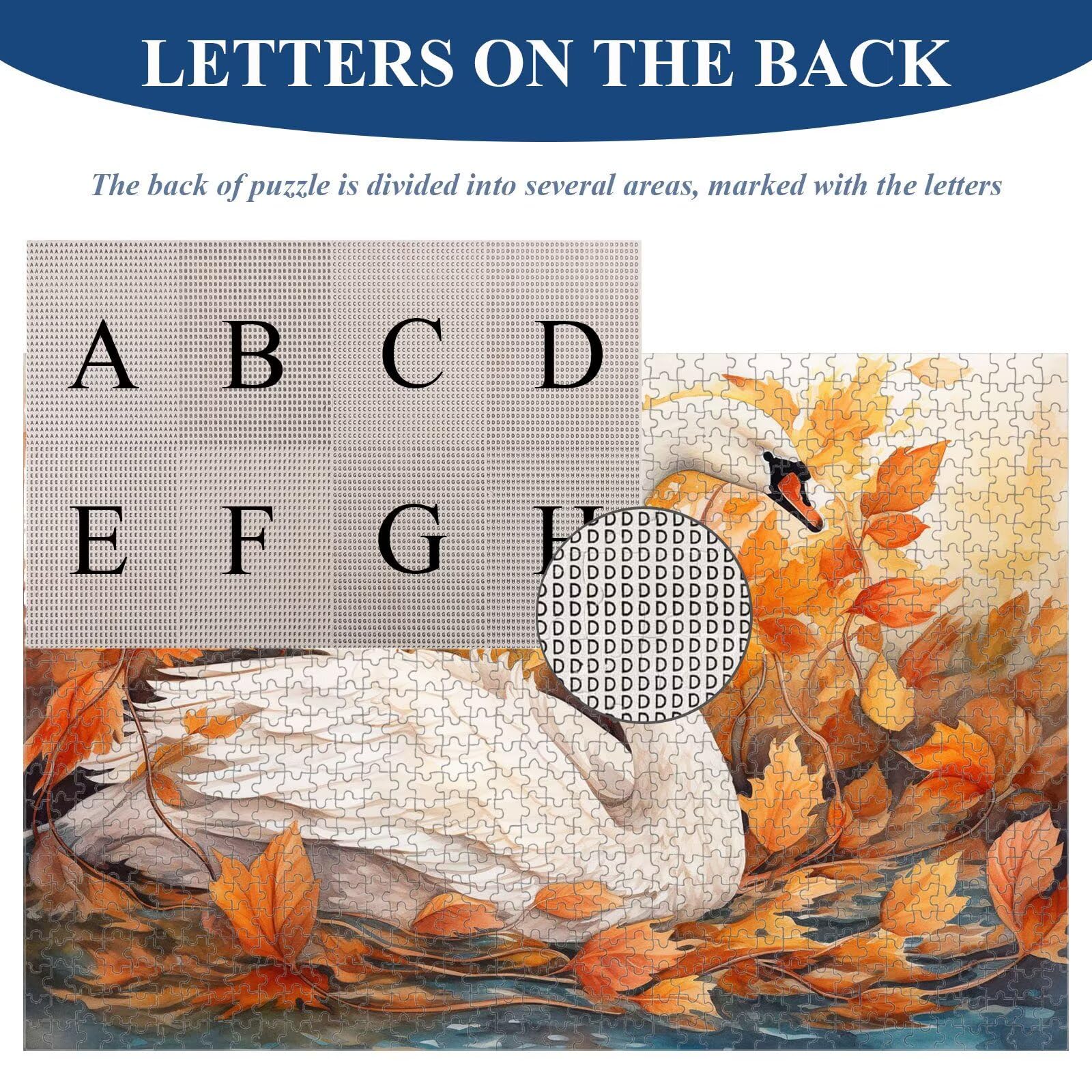 Puzzle 1000 Teile für Erwachsene, Herbst & Schwan Holzpuzzle, 1T#485