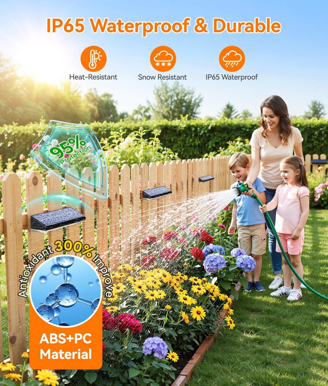 GEARLITE Lámpara de pared solar para exteriores, 6 unidades de lámparas solares para exterior jardín, IP65, resistente al agua, 5 luces LED brillantes solares para exteriores, pared, vallas, balcón