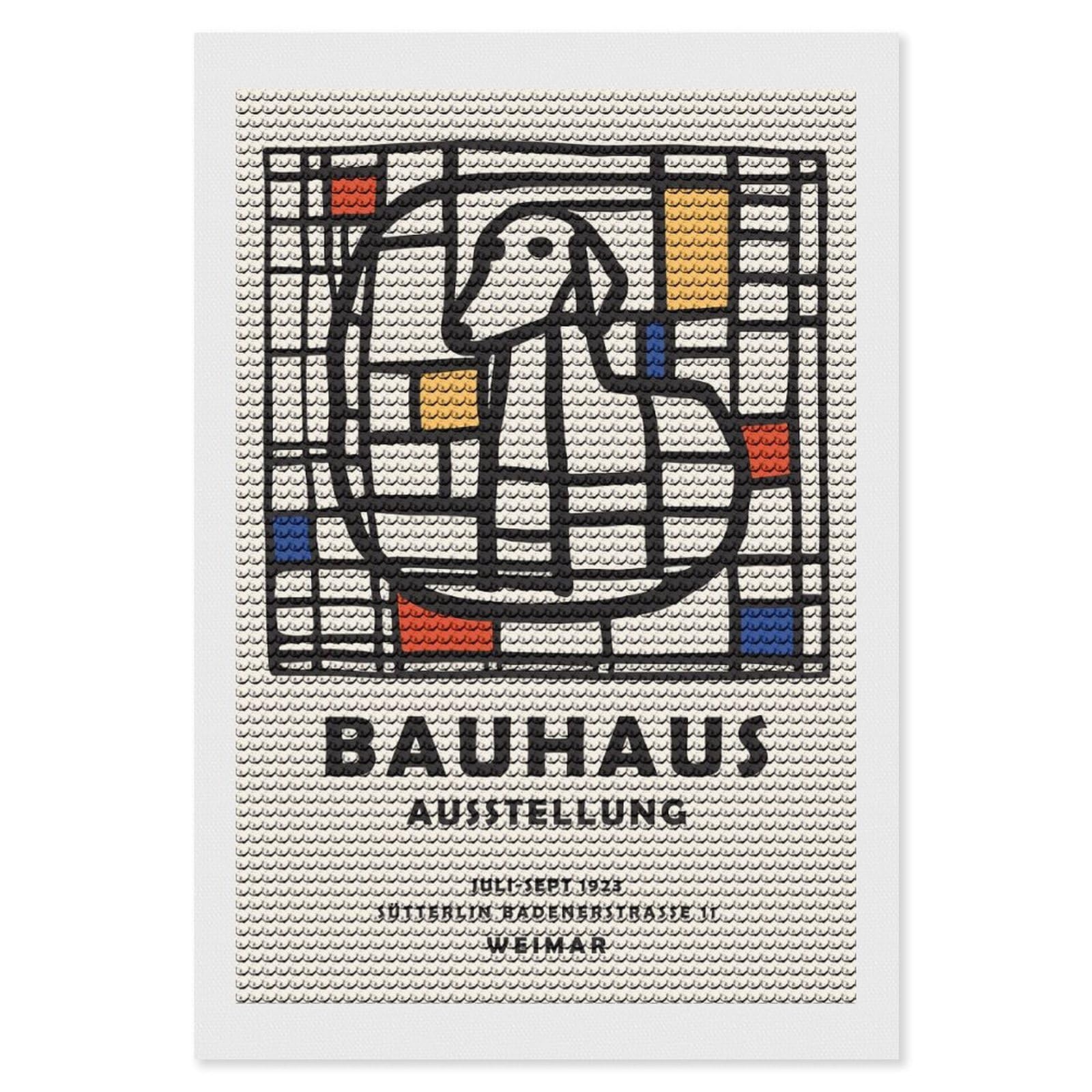 Junmoney Bauhaus Dog Diamond Painting Set 8"x12", Sparkling Round Gems, Decorate Your Room, Fun Craft Experience, Modern Decor