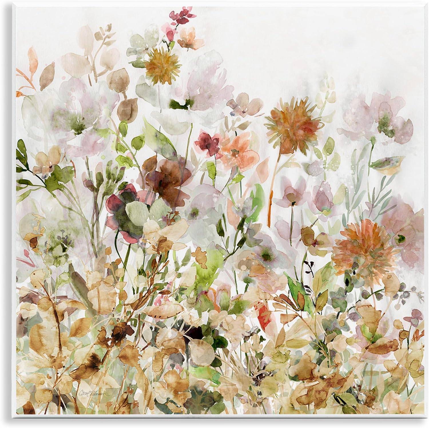 Mixed Garden Florals, 12 x 12 Inch Mounted Print on Wall Plaque | Stupell Industries · By Carol Robinson · Ready to hang · Ideal for cottage and farmhouse spaces · Made in USA