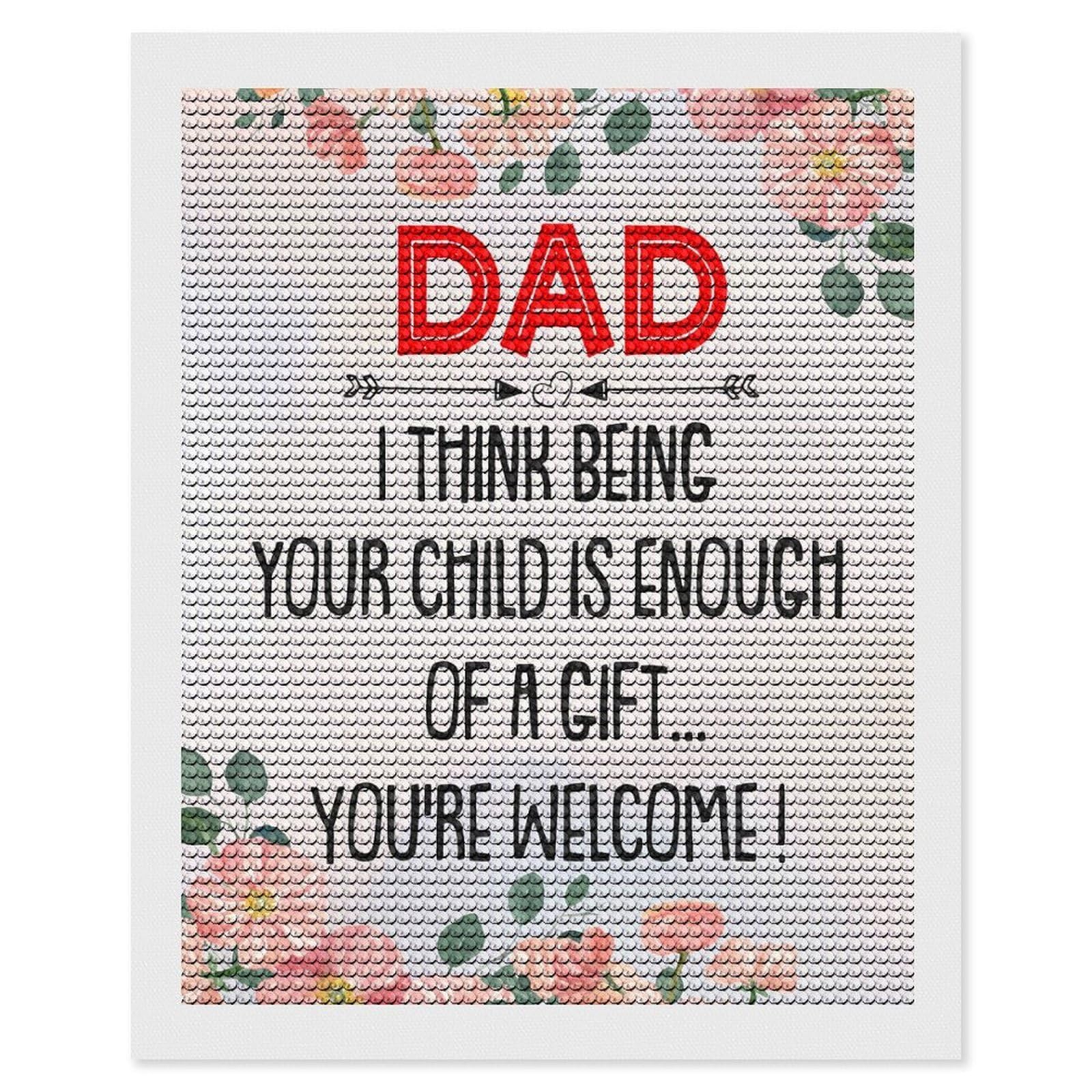 Junmoney Dad I Think Being Daughter Round Drill Diamond Painting 16"x20", Handmade Wall Decor, Modern Decor, Aesthetic Room Decor, Easy Craft Set
