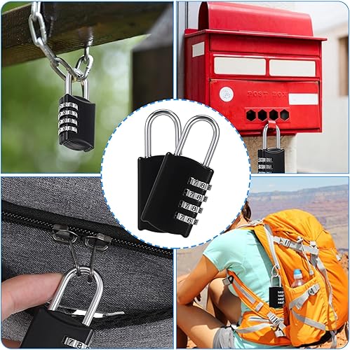 Miniatura 7 de Cerradura de combinación de 4 dígitos de 4 dígitos, pequeña combinación de números de equipaje, candado impermeable para viajes, caja de