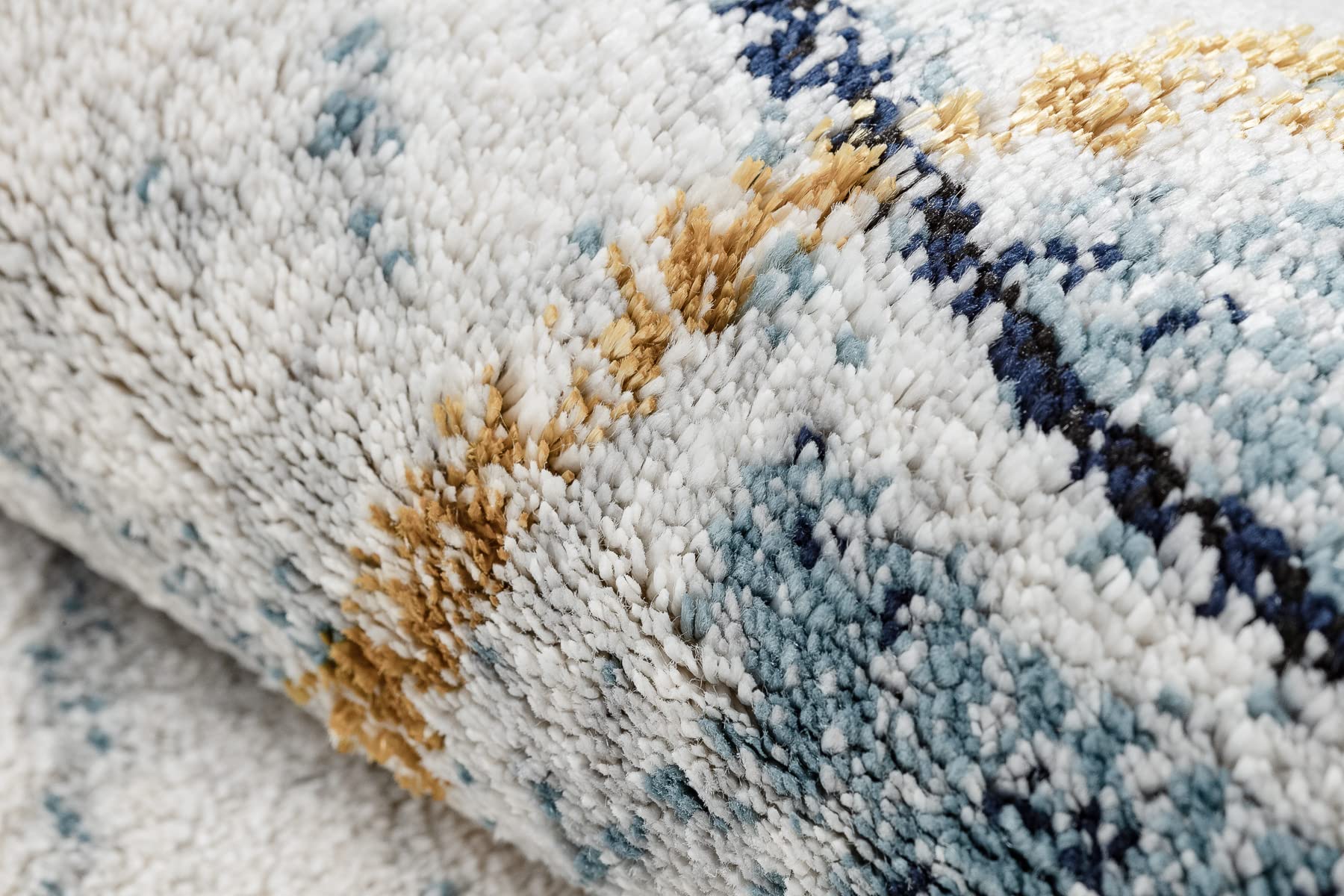 Exclusiva EMERALD Alfombra glamour, elegante círculos azul / oro 120x170 cm