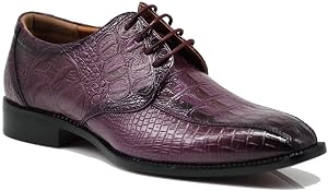 Gator3N Mens Alligator Crocodile Print Oxfords Fashion Lace Up Dress Shoes