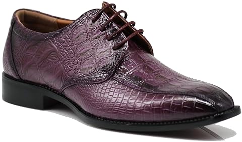 Gator3N Mens Alligator Crocodile Print Oxfords Fashion Lace Up Dress Shoes