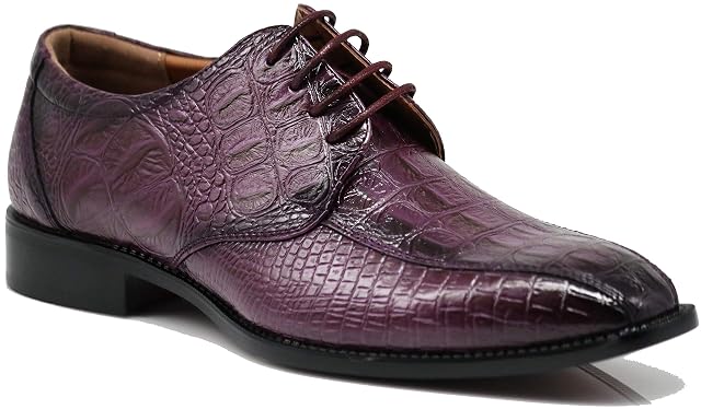 Gator3N Mens Alligator Crocodile Print Oxfords Fashion Lace Up Dress Shoes