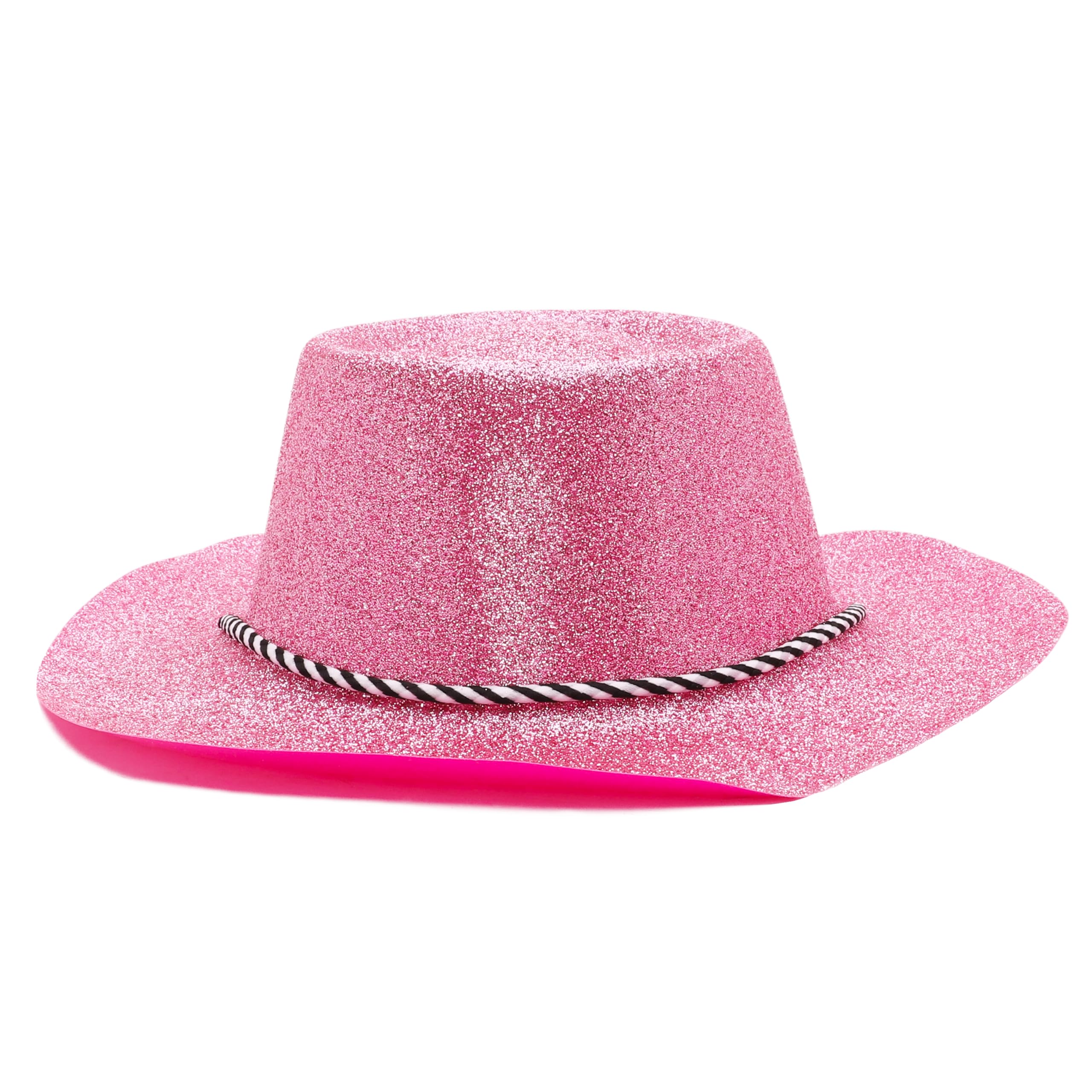 Toyland® Pack of 3-34cm (13") Baby Pink Glitter Cowboy Hats, Festivals, Concerts, Fancy Dress & Hen Do Accessories - Image 4