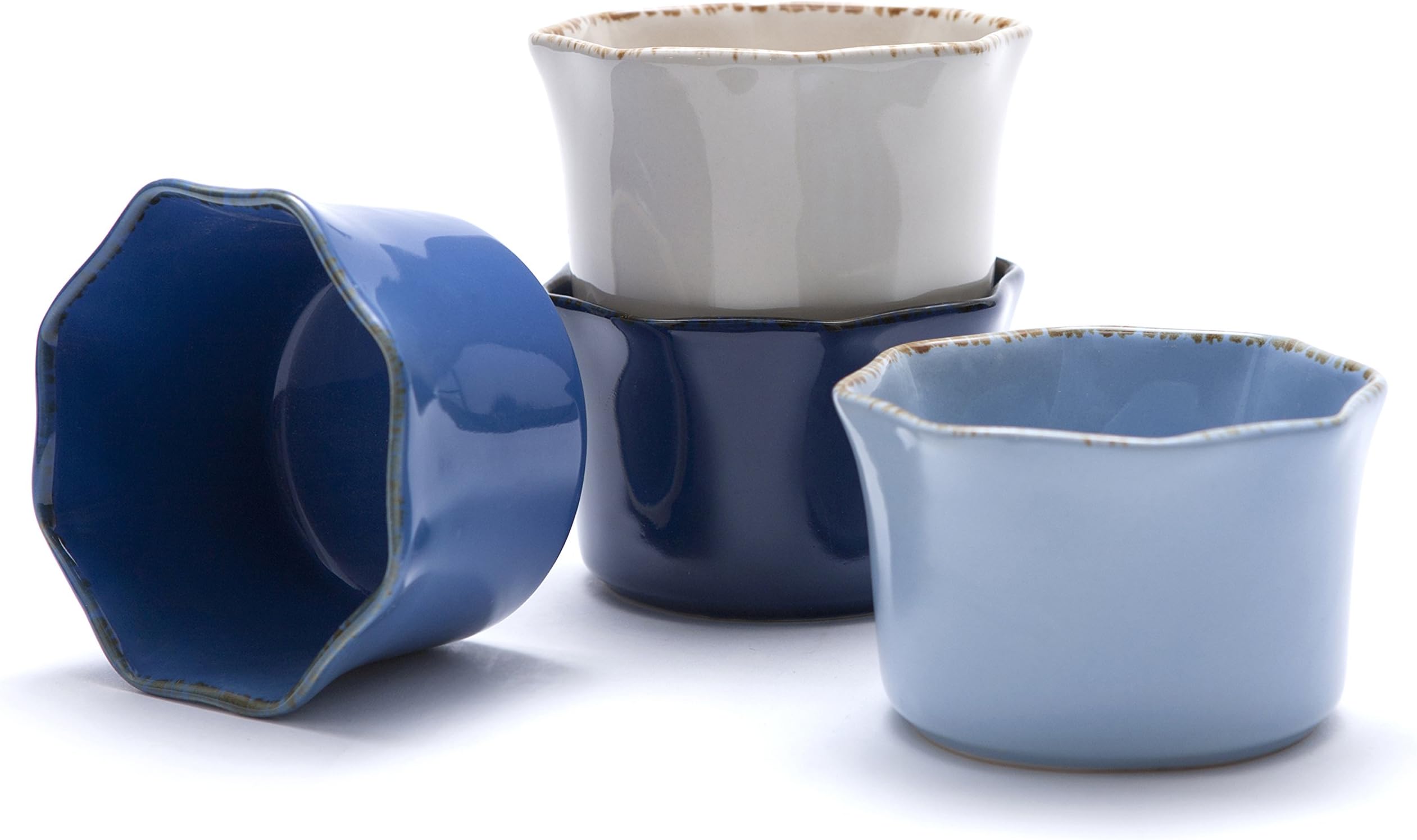 Prima Design Classic Cream to Cobalt Ramekins Set, 4-Inch, Red, Set of 4