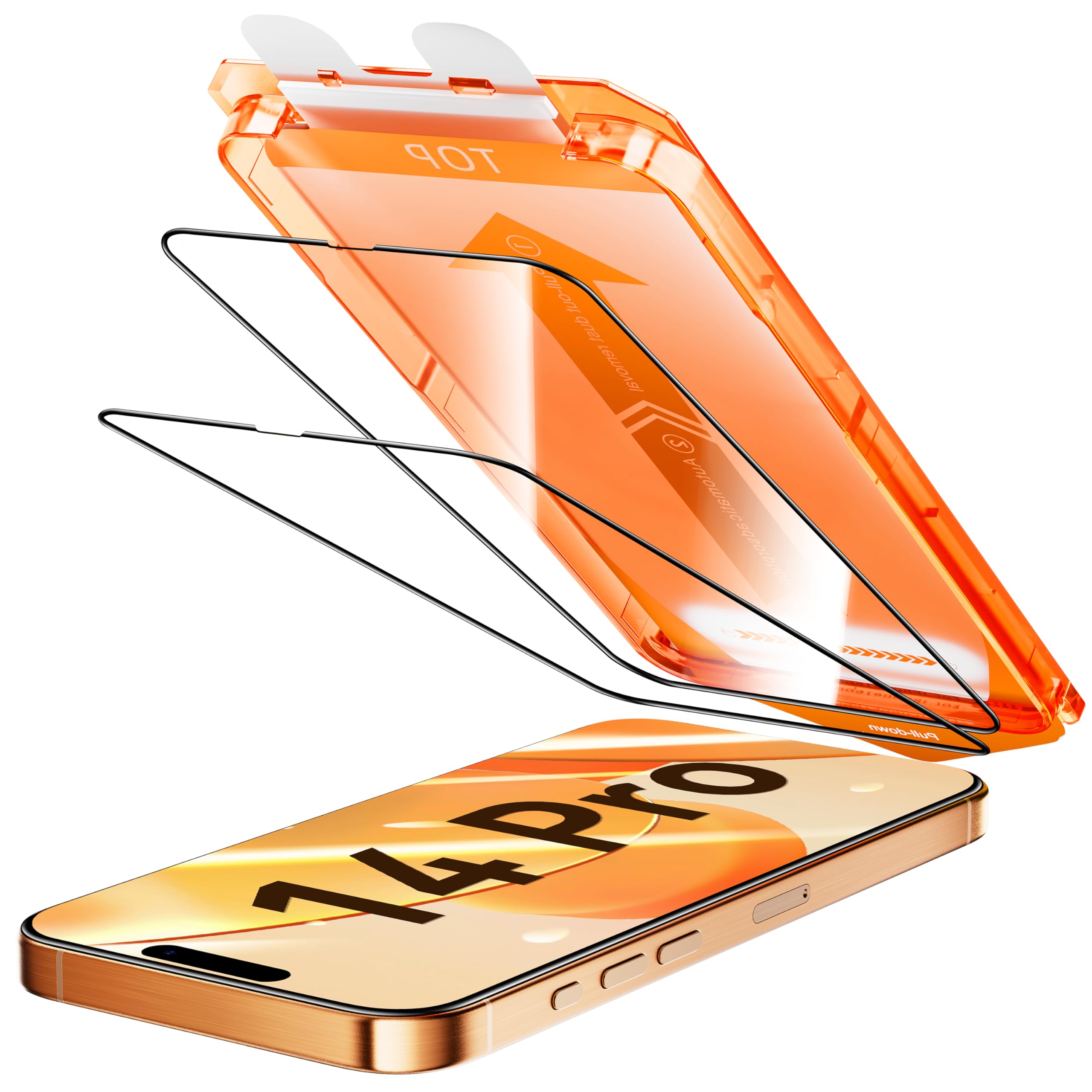 Ragdo Top 10H+ Glass for iPhone 14 Pro Screen Protector 6.1" [10X Military Grade Shockproof] Full Edge Coverage HD Clear Tempered Glass Film for iPhone 14 Pro-2 Pack