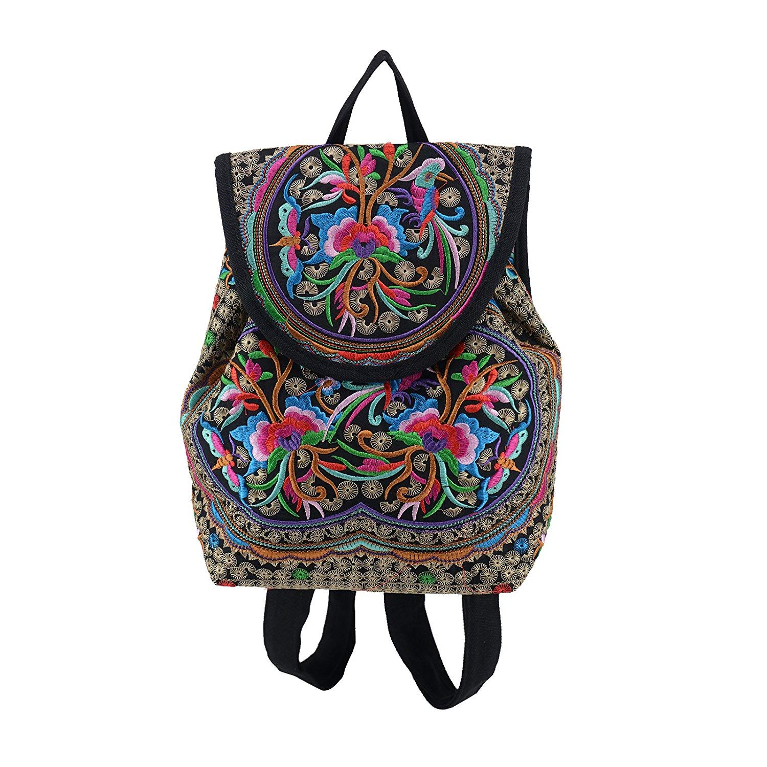 Retro Embroidered Style Handmade Canvas Backpack for Lady,Women,Girls