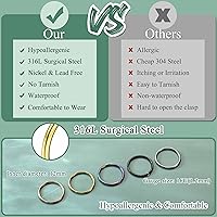 Vista 14 de Jstyle 5 anillos de acero quirúrgico 316L para la nariz, 16G, 18G, 20G, con bisagras, para la nariz, para mujeres y hombres, cartílago, arete