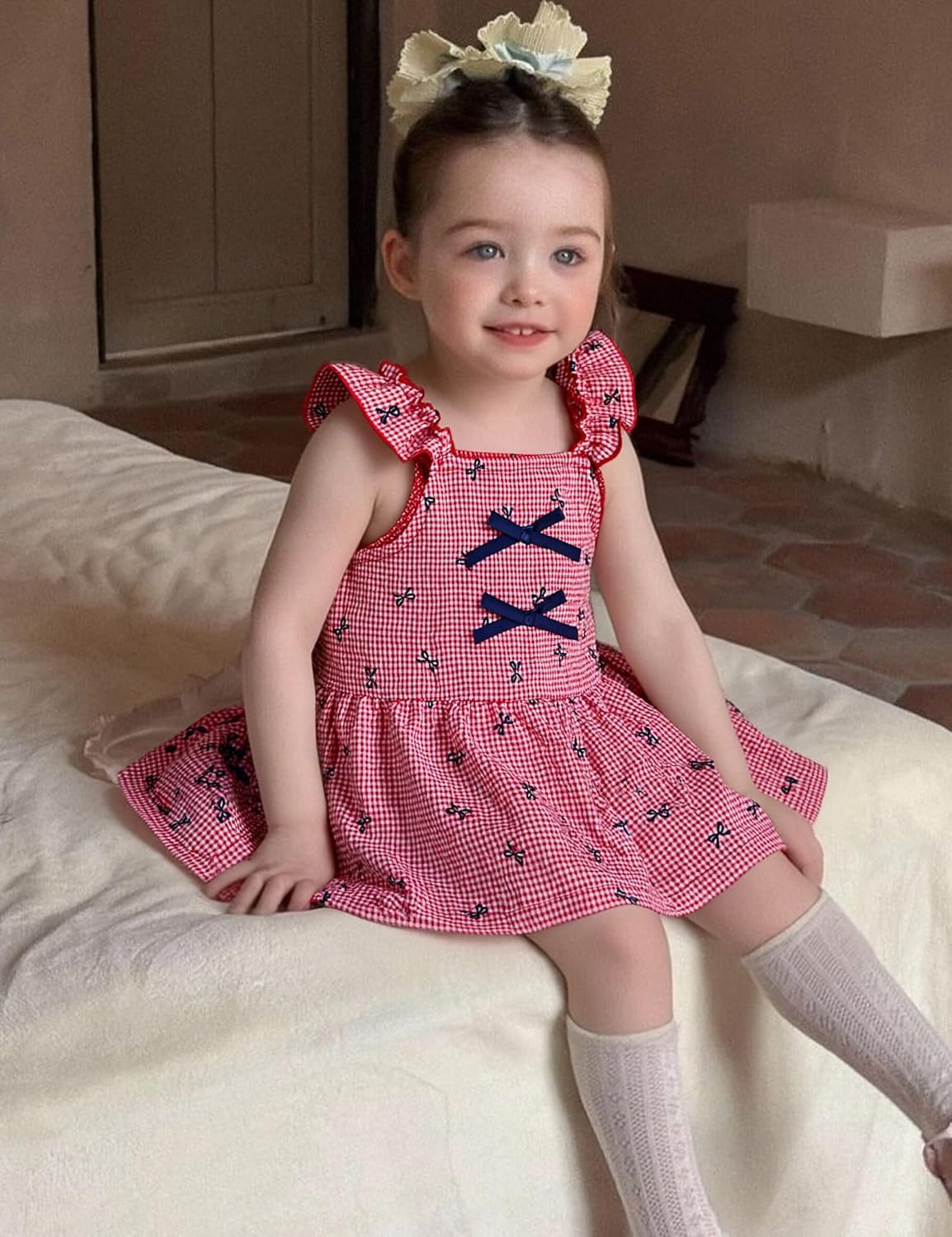 Baby Girl Outfit Set Gingham Ruffle Sleeveless Dress + Shorts Toddler Clothes Infant Summer Clothing for Girls - Image 4