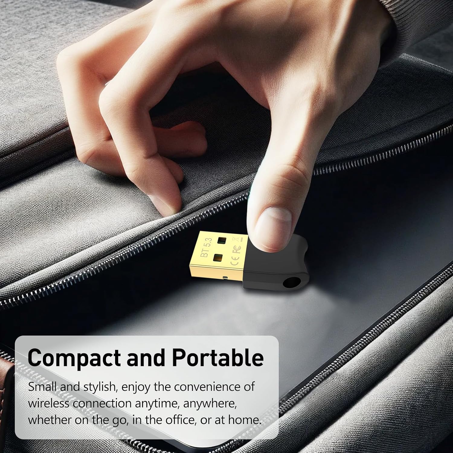 5.3 Bluetooth Adapter for PC, Wansurs Bluetooth Dongle, Plug & Play for Windows 11/10, Bluetooth Transmitter & Receiver for Keyboard/Mouse/Headphone/Speakers/Printer