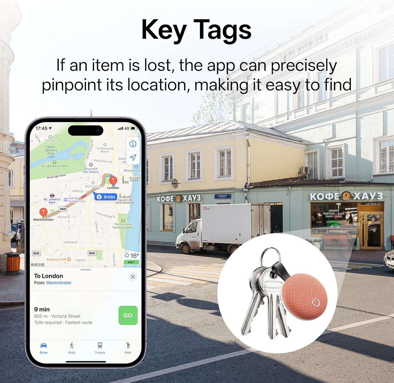Air Tracker Tag-1 Pack, [Apple MFi Certified] Smart Tag for Apple Find My App (iOS Only), 2025 New Bluetooth Tracker Tag Item Finder for Pet, Key, Luggage, Bike, Wallet, & More (Orange, 1) - Image 3