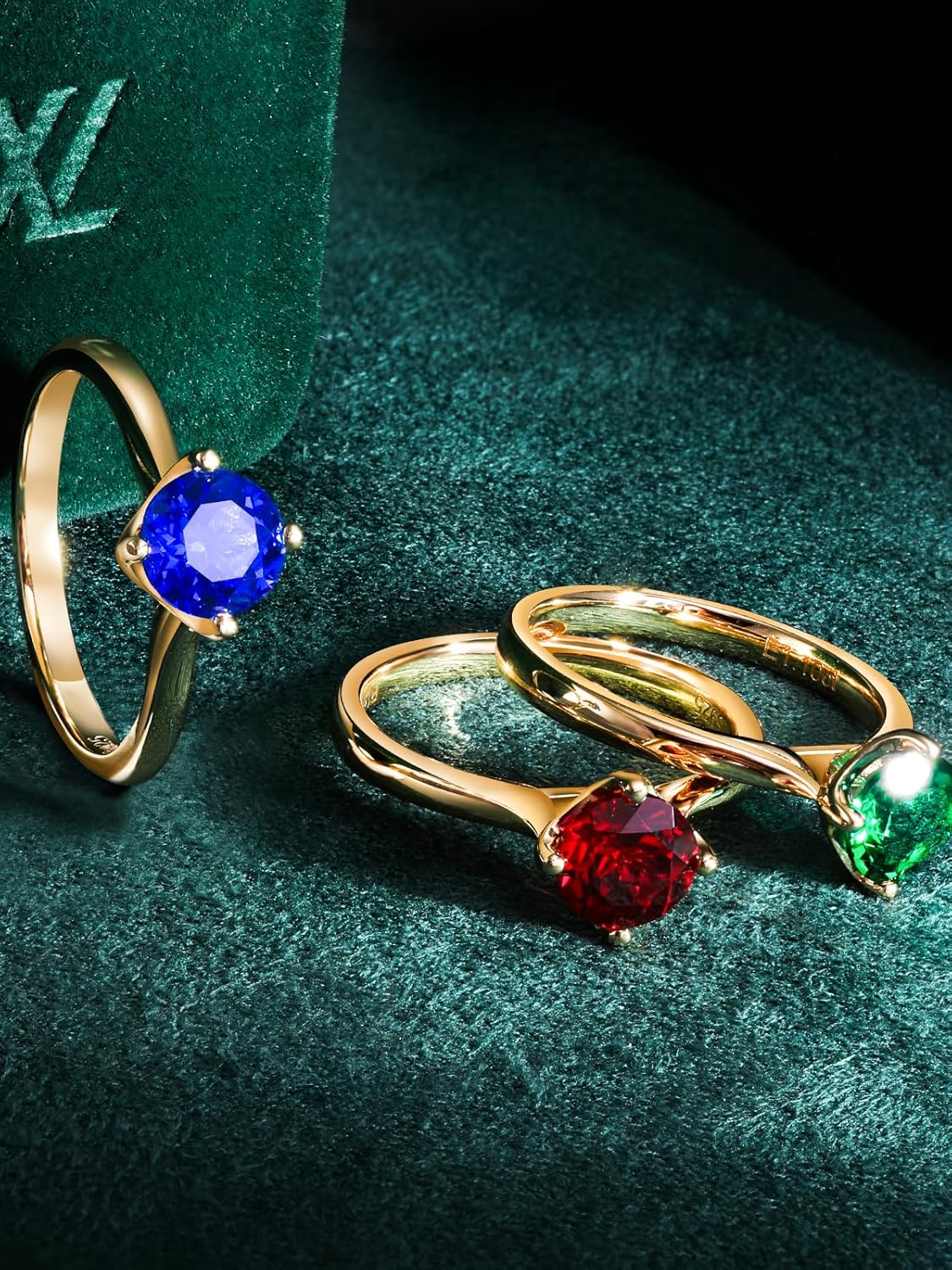 VVS Moissanite/Sapphire/Ruby/Emerald/Engagement Ring 925 Silver Gold Plated 1-2 Carat Marquise, Oval or Round Shape Sparkly Promise Rings for Women Lover Mother, Size 4 to 12