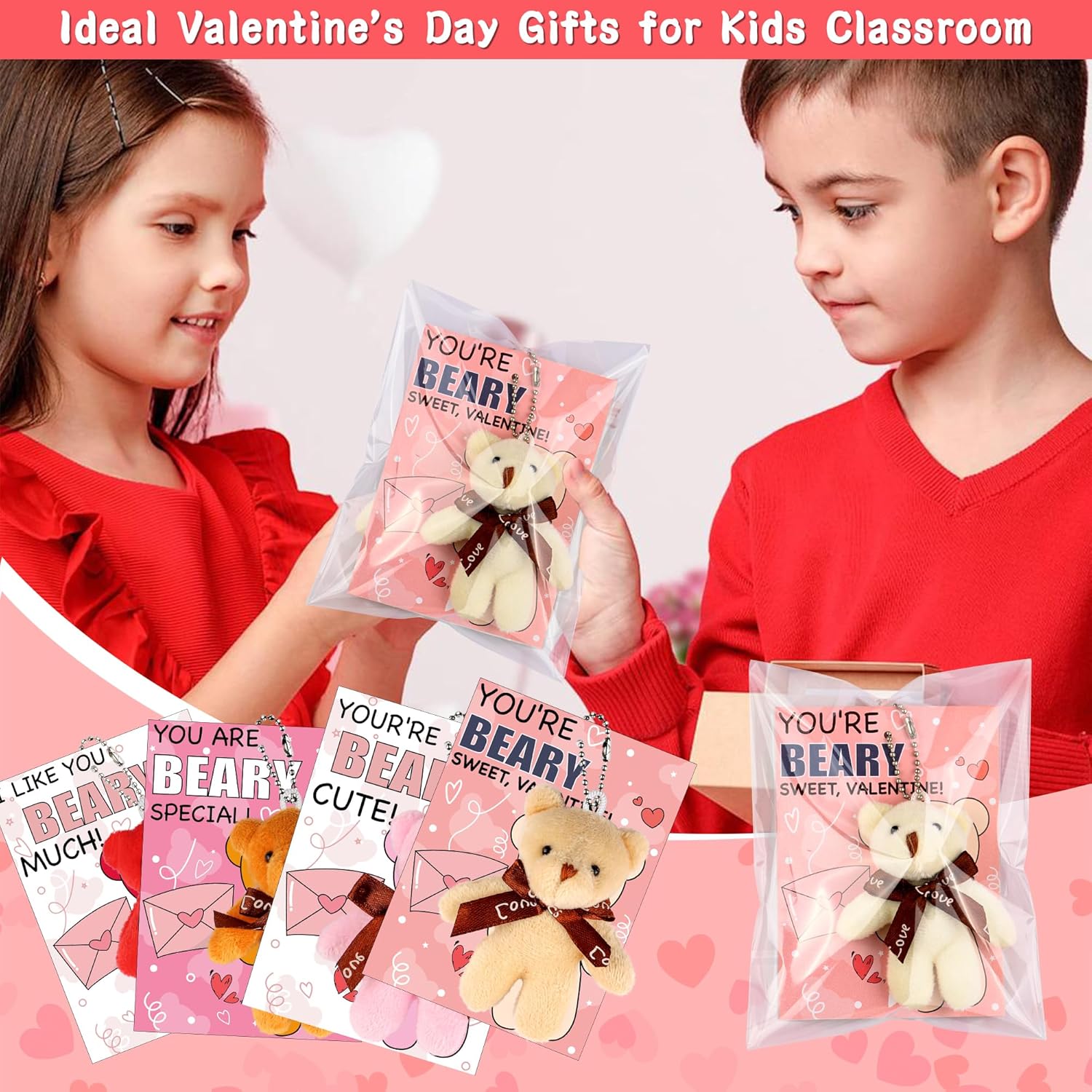 28 Pack Valentines Day Cards for Kids Classroom Valentines Day Gifts for Kids School Mini Bear Plush Toys Valentines for Class Valentines Exchange Cards Party Favors Classroom Exchange Gift Set - Image 6