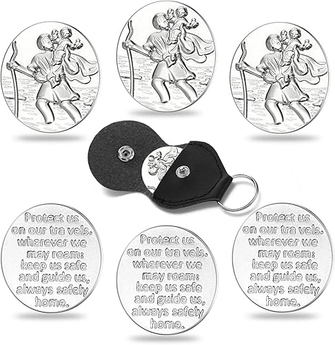 3 piezas de San Cristóbal de bolsillo, moneda, recuerdo de viaje, protección de viajero, protege el encanto católico, monedas religiosas de plata