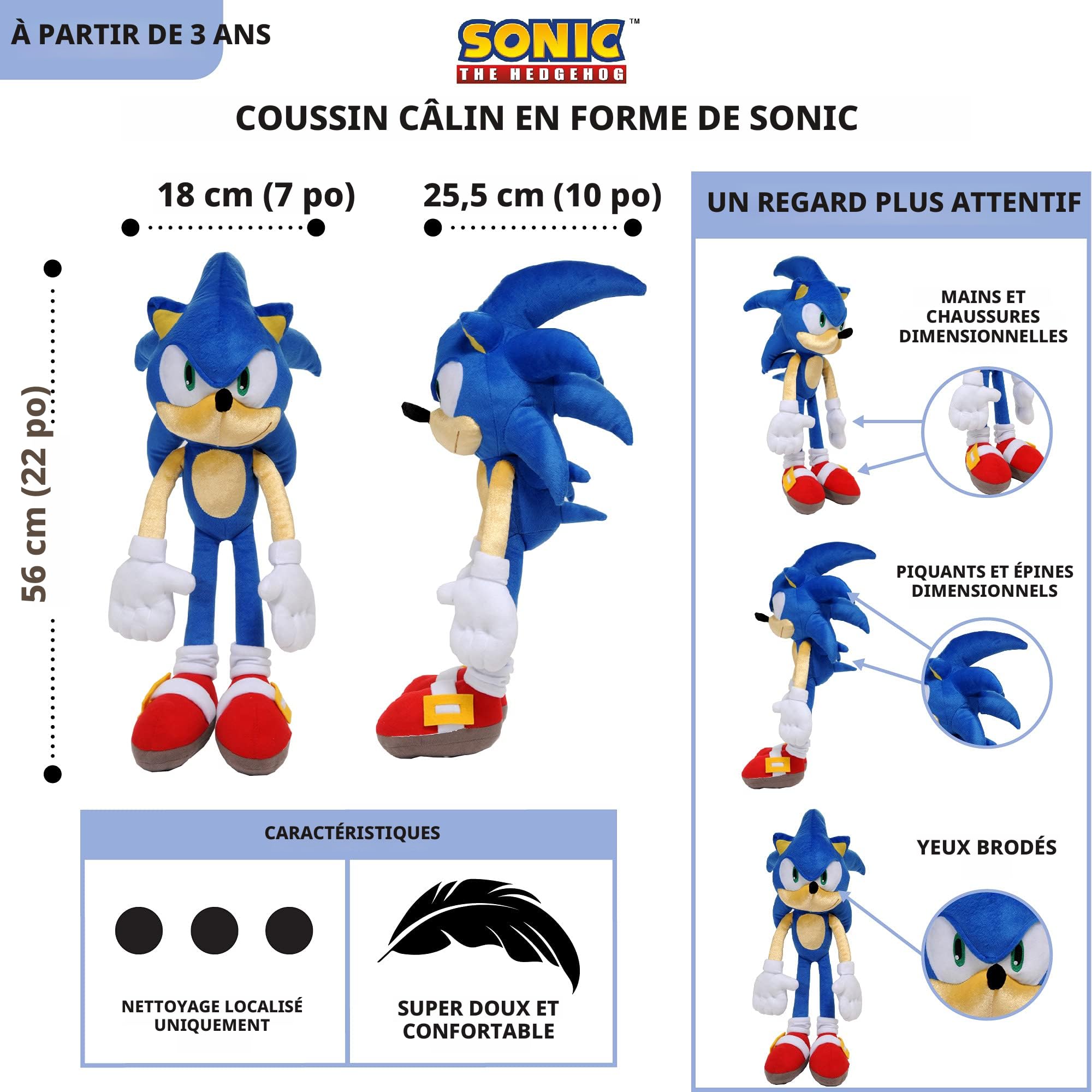 Jerry Fabrics Coussin Sonic Forme De Hérisson - 35 Cm X 30 Cm