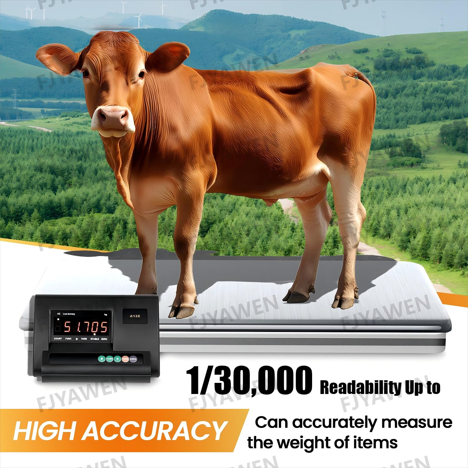 Kit Bilancia Elettronica per Bestiame, Kit Bilancia per Animali, Kit Bilancia per Tralicci per Bovini, Kit Bilancia da Pavimento,Kit Bilancia con Cella di Carico da 11023 Libbre, Piattaforma