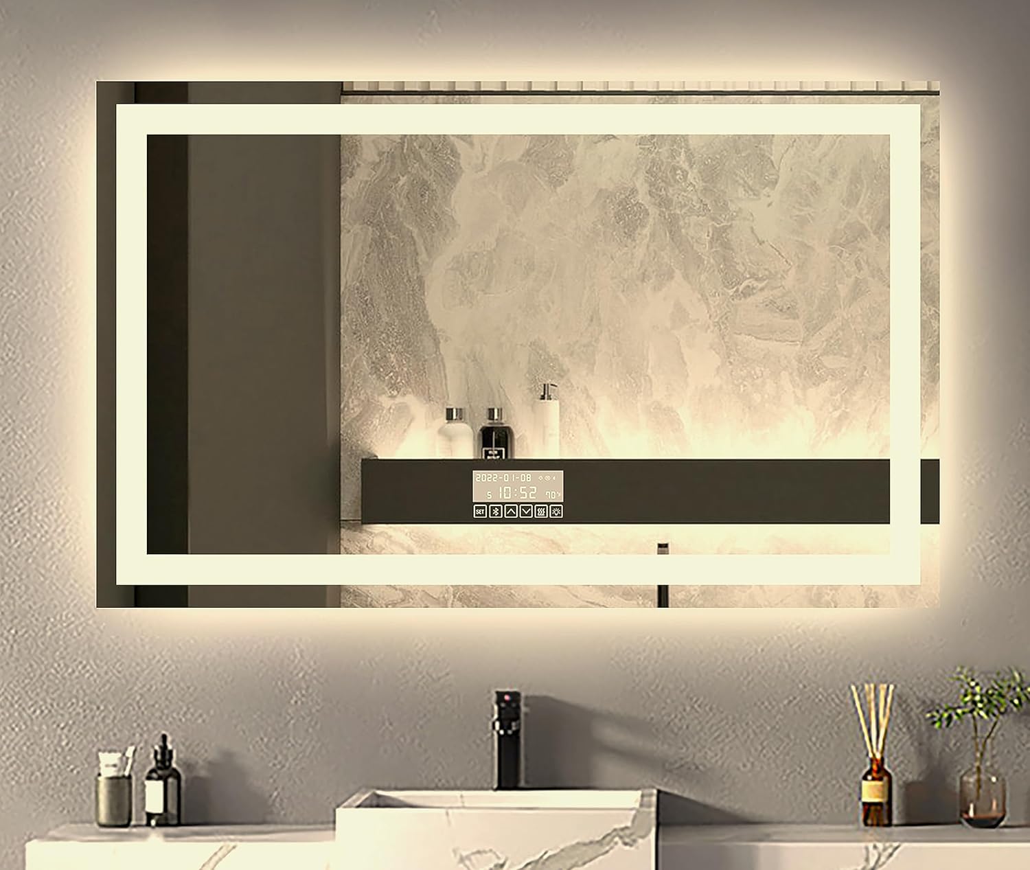 Amazon.com: ODNADO 32"x20" Rectangular Smart LED Bathroom Vanity Mirror ...