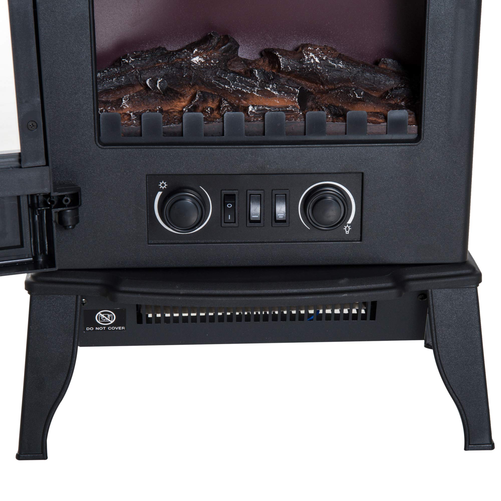 HOMCOM Cheminée électrique sur Pied 1000/2000 W, Fausse cheminée décorative avec Effet Flamme LED, Protection Contre la surchauffe, Zone de Couverture 15-30 m², Noir