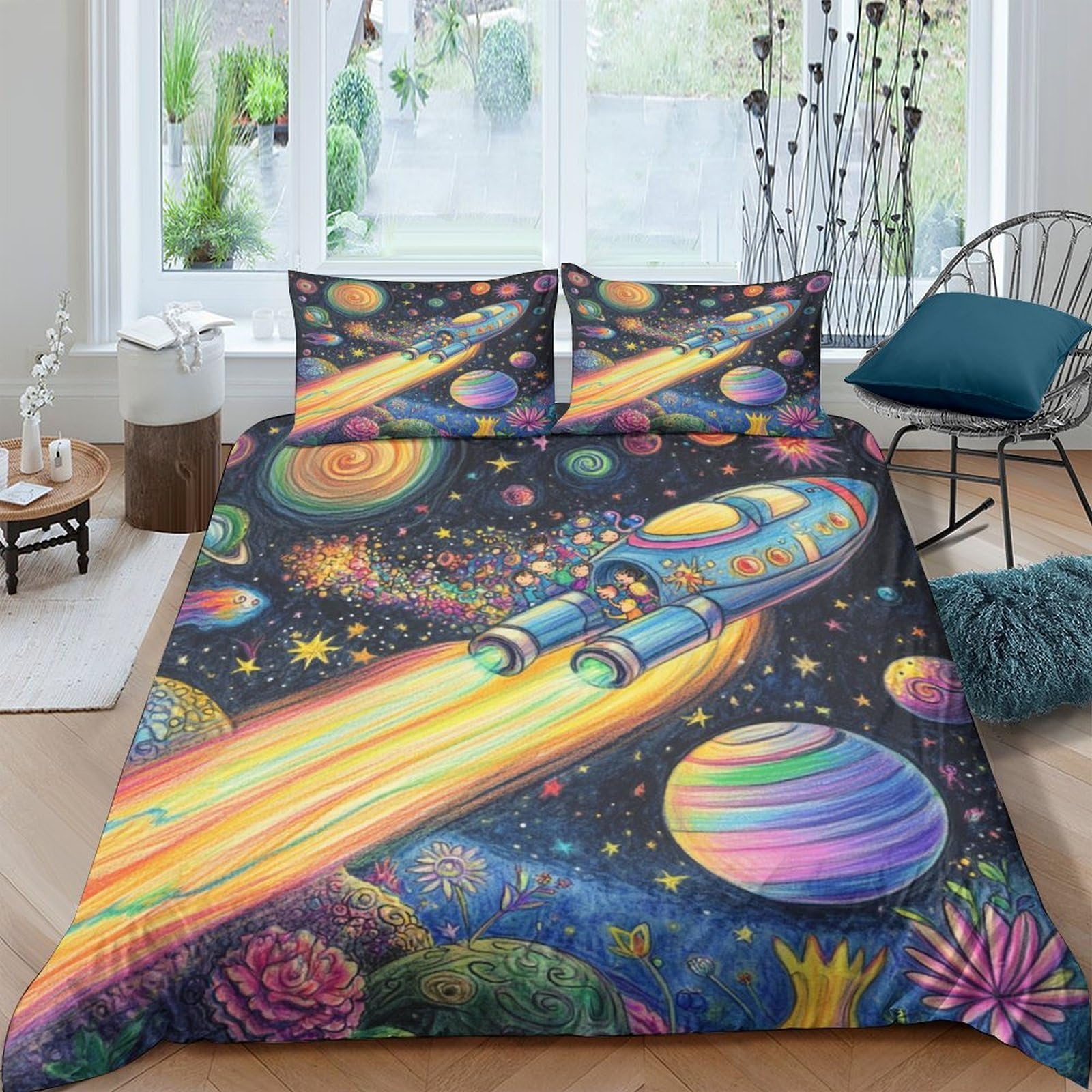 Housse de couette Jésus 3D en microfibre 135x200 cm avec taie d'oreiller pour lit enfant