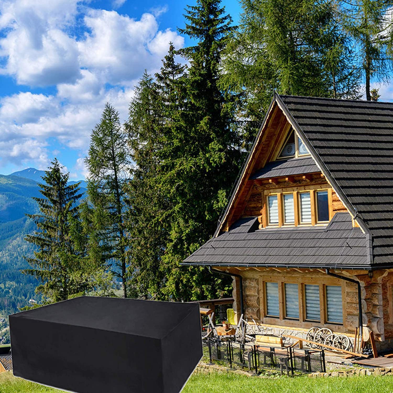 ZLZNX Funda para sofá de patio, duradera resistente al agua, para muebles de interior y exterior, con ventilación de aire mejorada, color negro, 170 x 94 x 71 cm