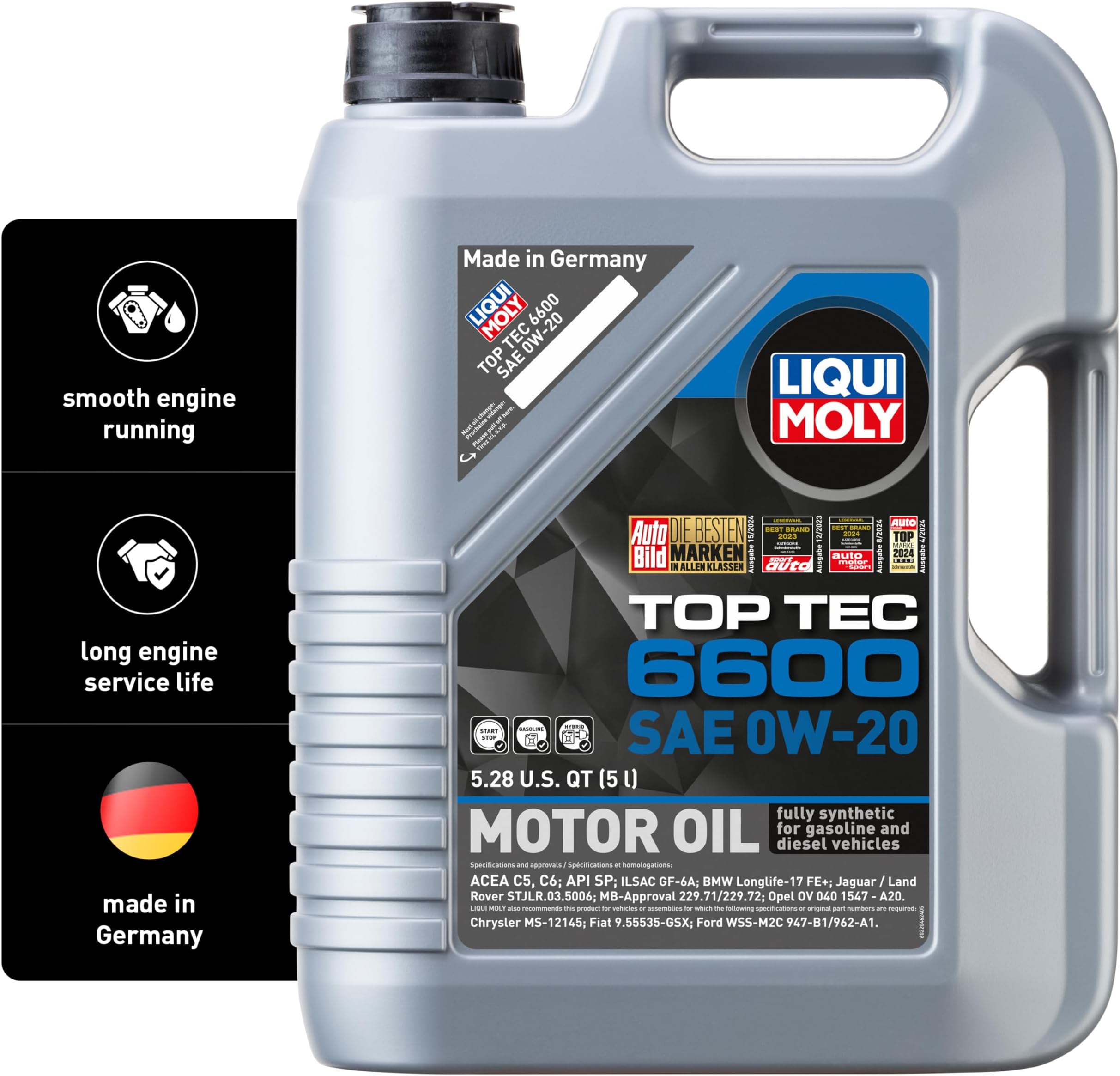 Top Tec 6600 SAE 0W-20 | Fully synthetic engine oil | 5 Liter | SKU: 22046