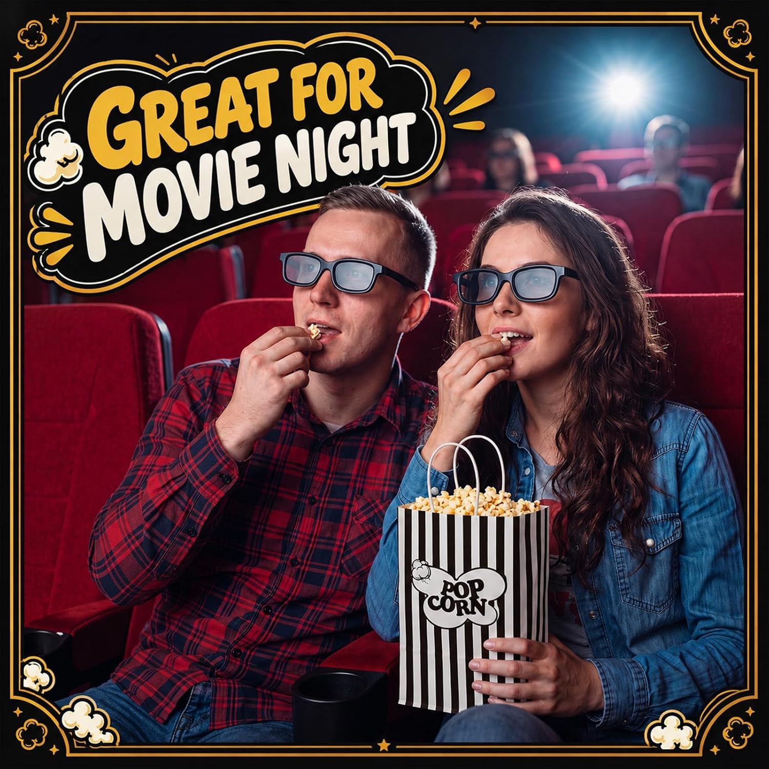 Gersoniel 100pcs 9.84 x 6.89 X2.95 Inch Large Popcorn Bag, Black and White image 2