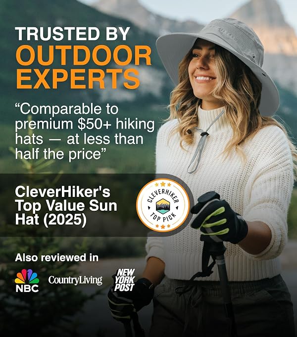 GearTOP Safari Hat for Men Sun Hats for Women UV Protection UPF 50+ Fishing, Gardening, Hiking Hat (22-23 1/2") Light Grey by GearTOP - Used condition - Image 2