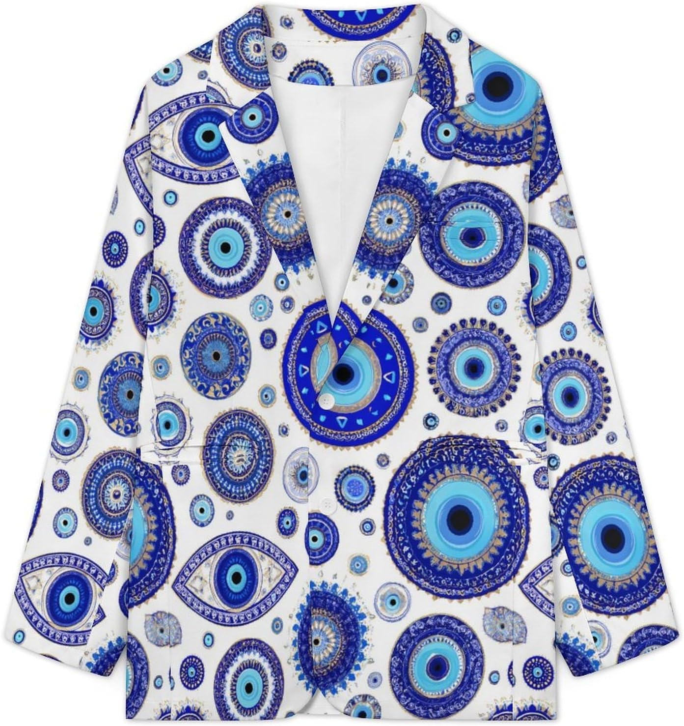 Blue Greek Evil Eyes Suit Jacket for Men Print Coat Jackets Dress Suits Party Wedding